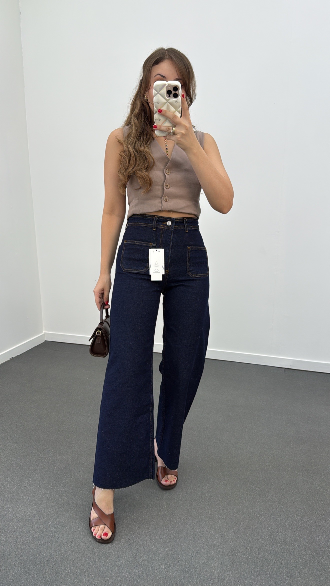 Milano Lacivert Cepli Yarım Flare Jeans