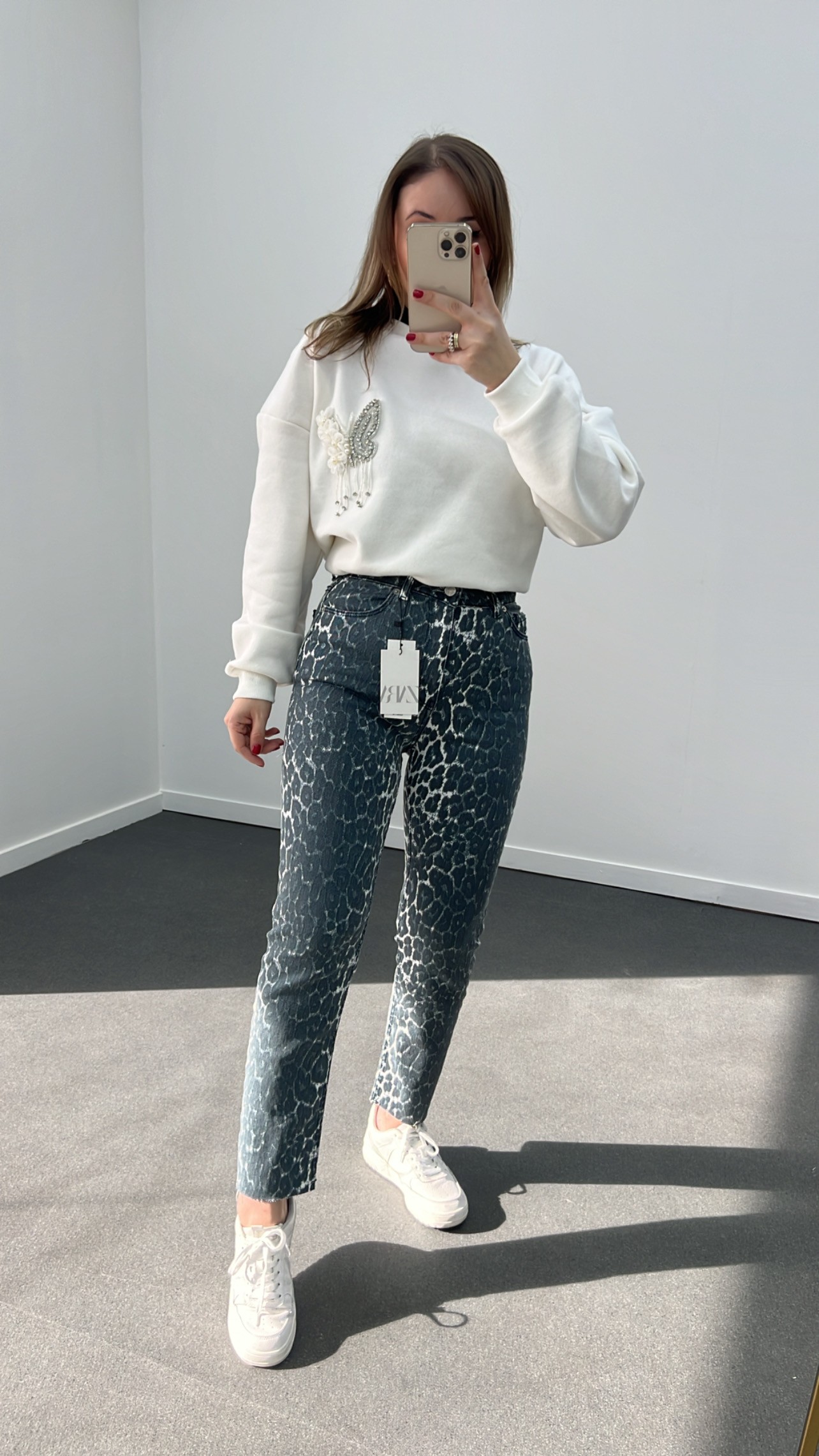 Juliet Antrasit Leopar Kot Yüksek Bel Slim Fit Jean