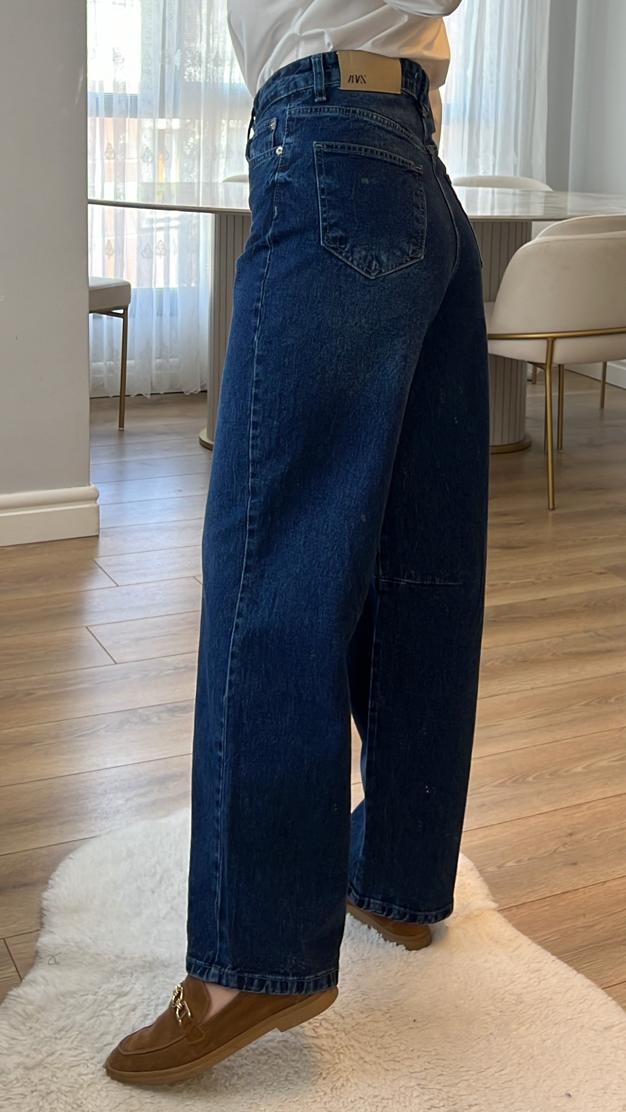 Barselona Lacivert Renk Bol Kalıp Vintage Jeans