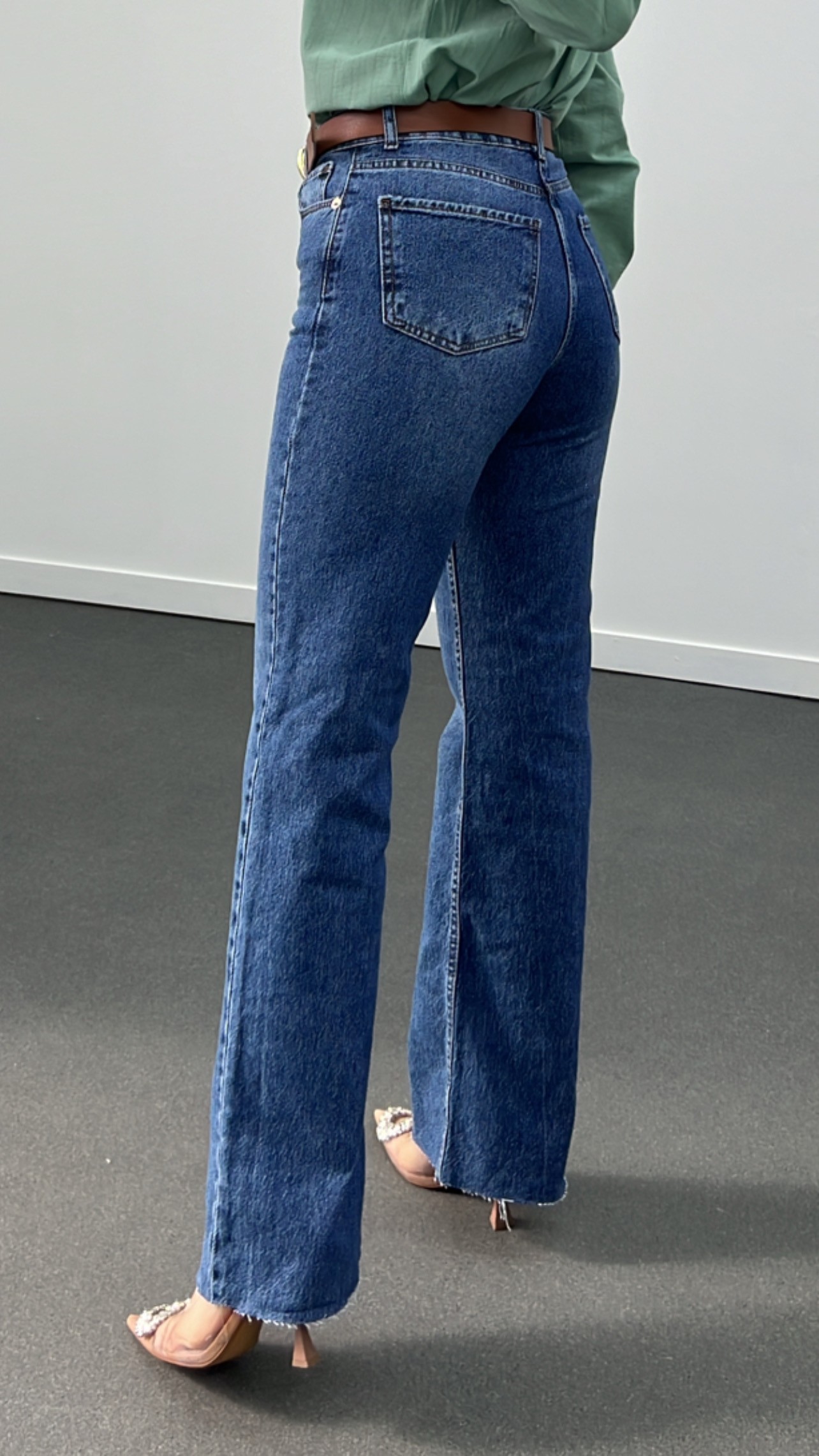 Roma Koyu Kot Yıkamalı Wide Leg Jeans