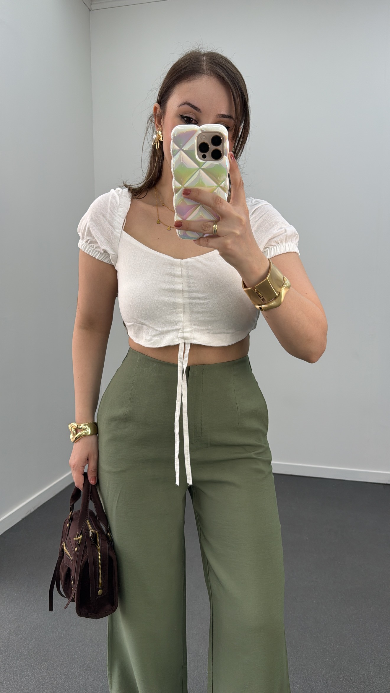 Crop de pânză Ethan White Princess cu mâneci