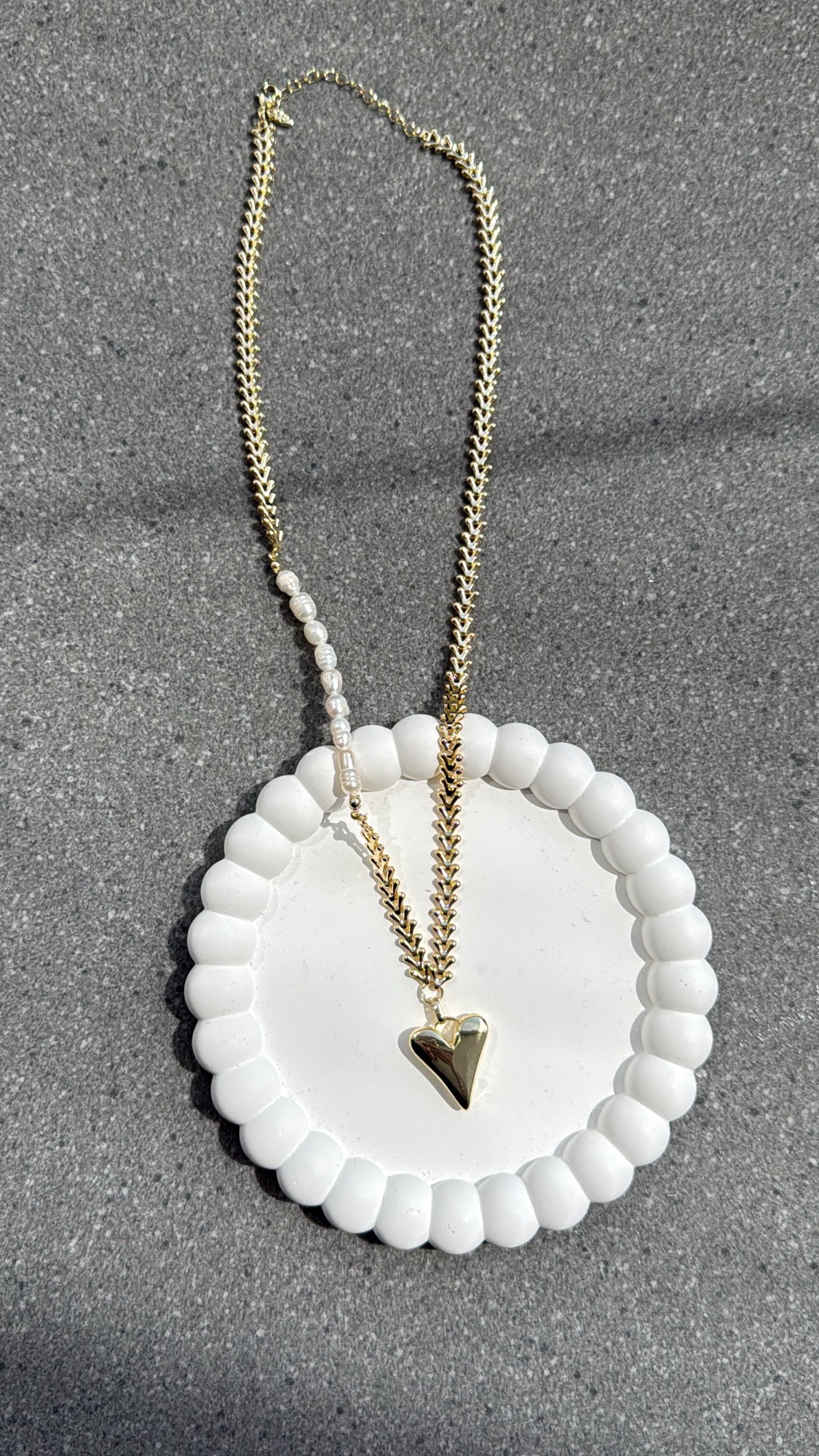 Heardy İncili Kalp Gold Kolye
