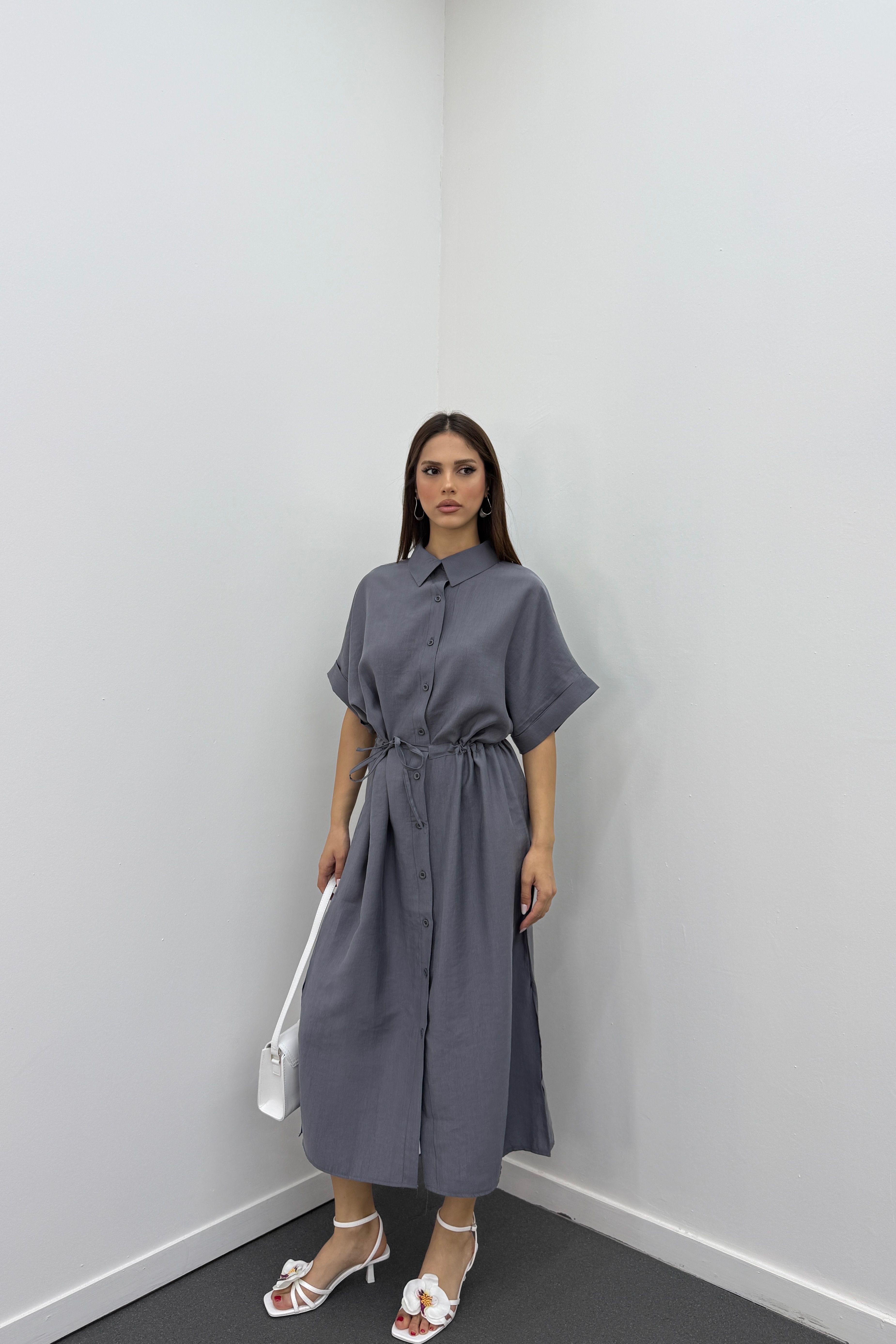 Berina Füme Modal Midi Elbise