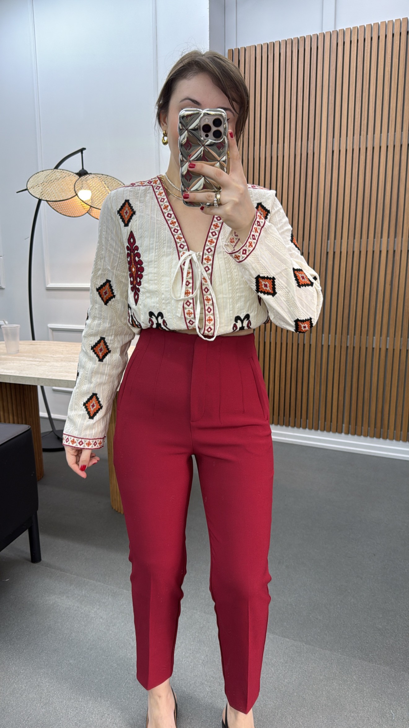 ZR Açık Bordo Pensli Kumaş Pantolon