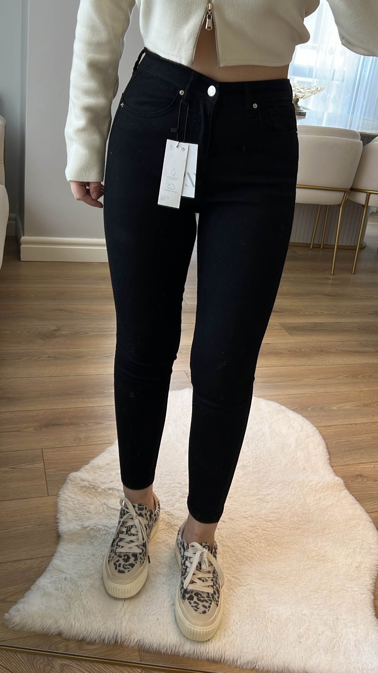 ZR Siyah Kışlık Kalın Kumaş Yüksek Bel Full Likralı Skinny Jeans