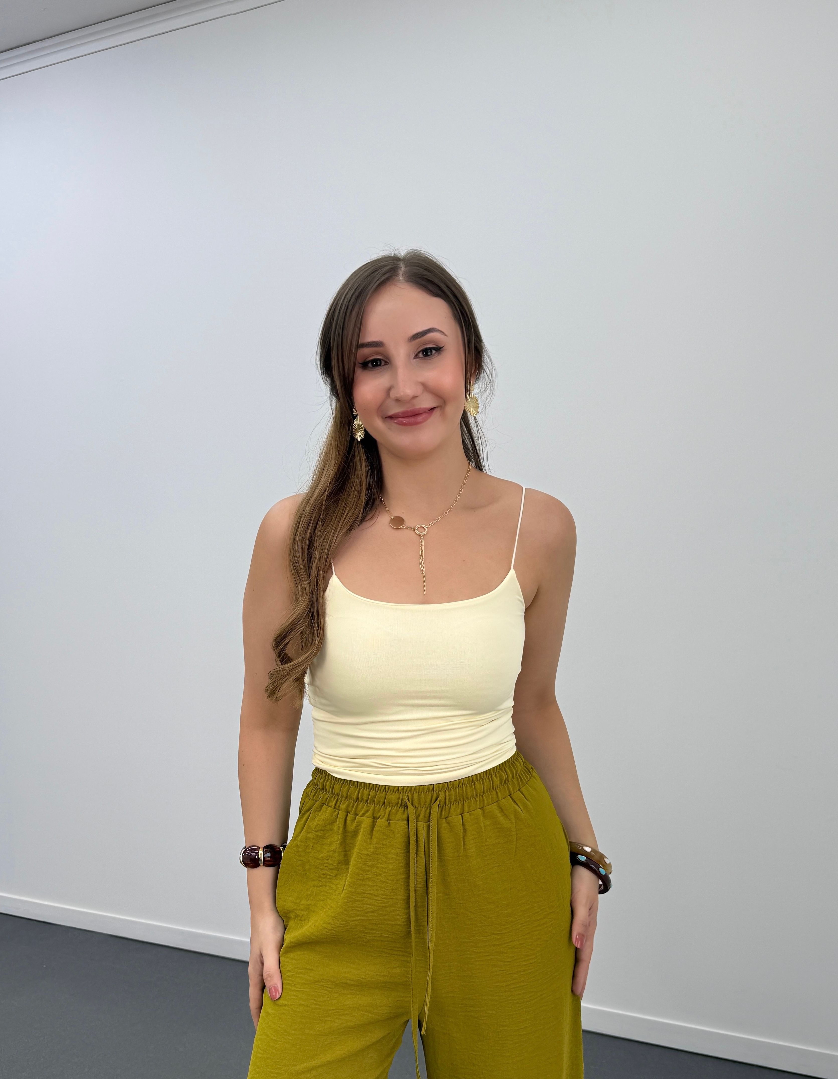 Shirin Sarı Askılı Crop