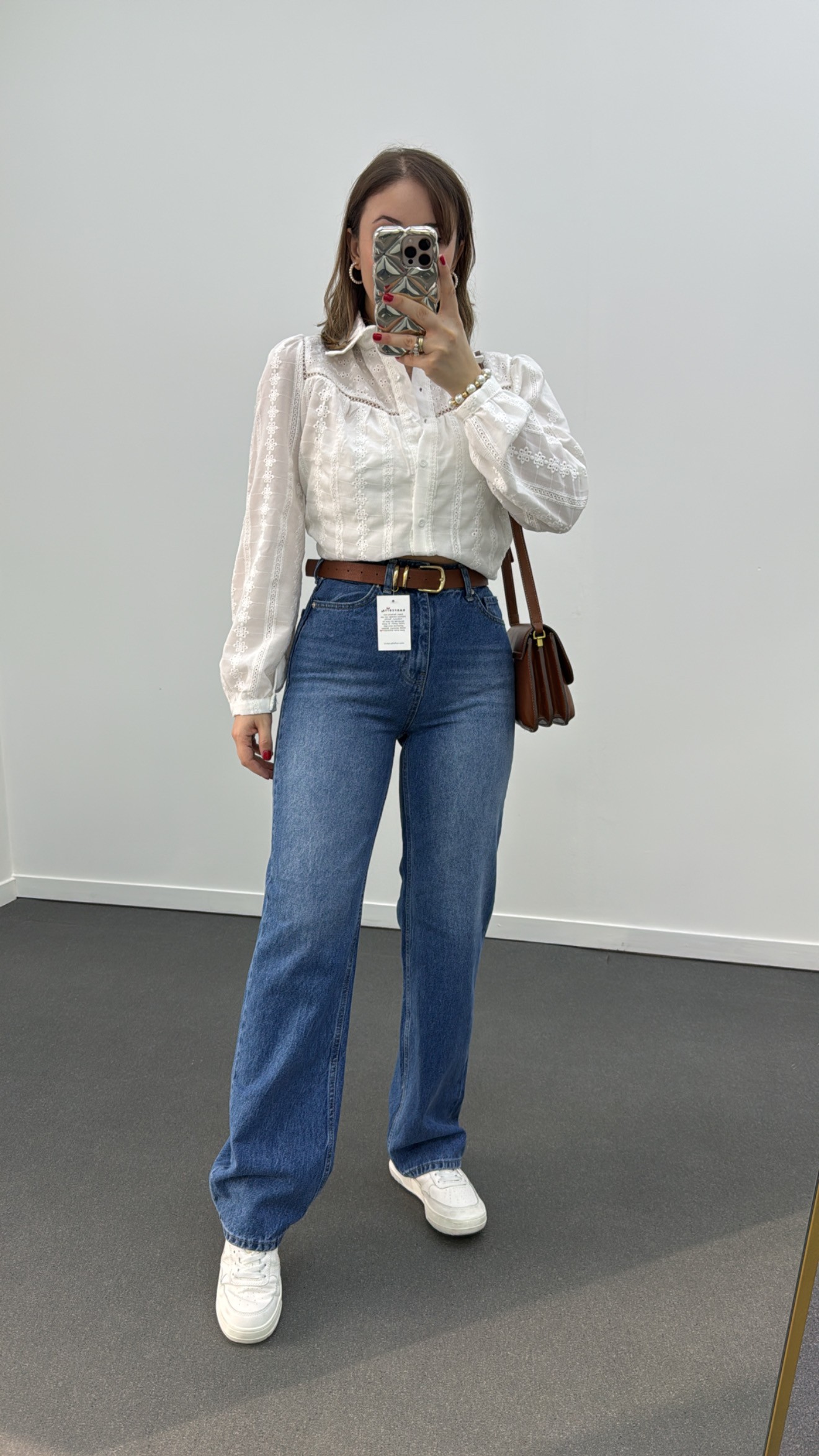 Blugi lați cu talie super înaltă și spalat din denim Miami