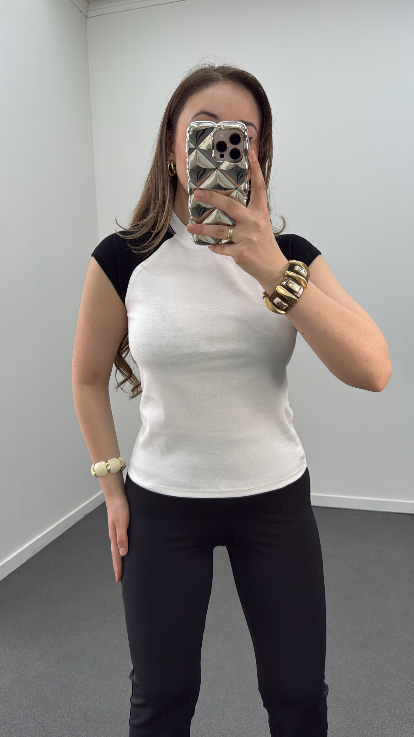 Tricou MS alb cu mâneci raglan, 100% bumbac