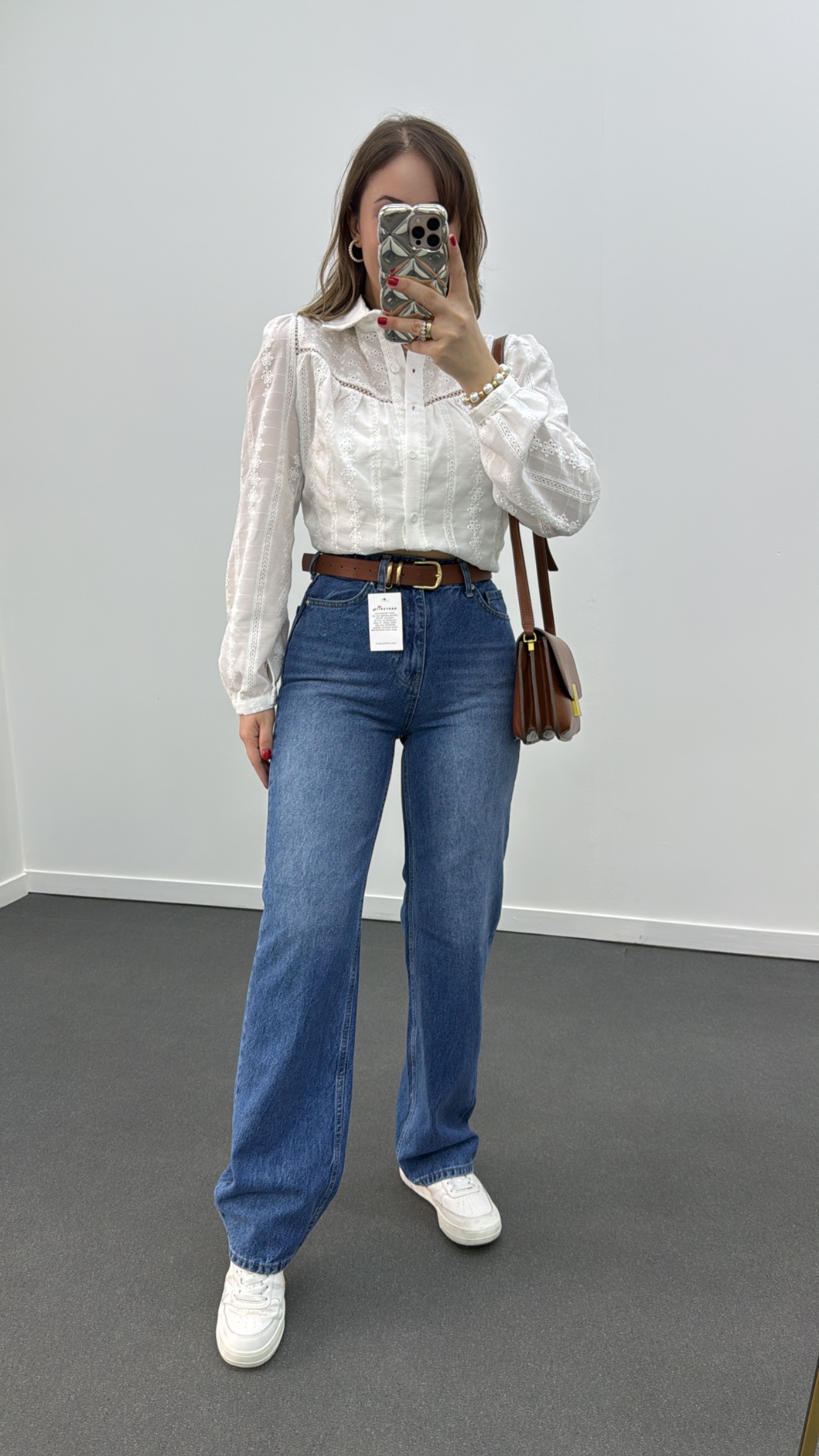 Blugi lați cu talie super înaltă și spalat din denim Miami