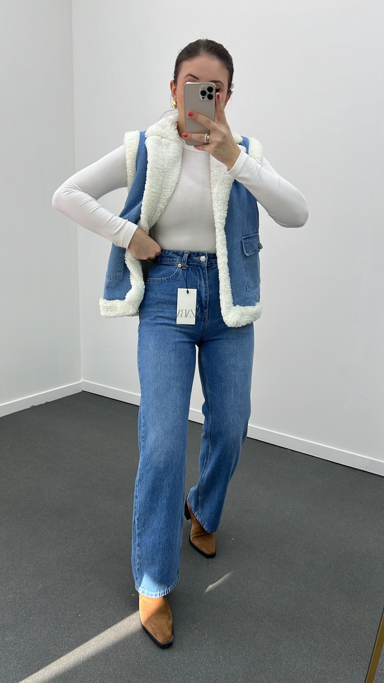 Katejan İçi Kürklü Denim Yelek