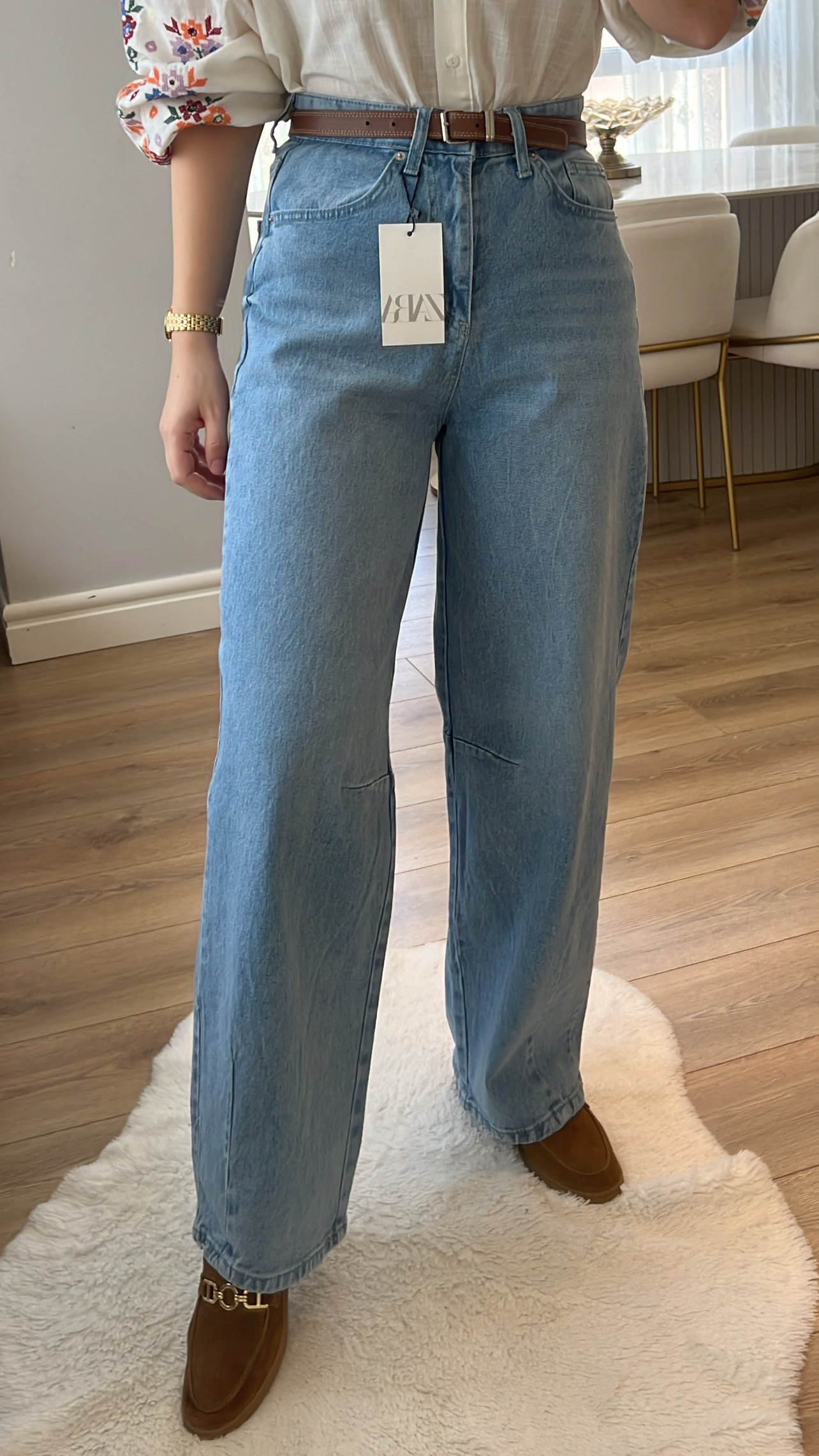 Barselona Açık Renk Bol Kalıp Vintage Jeans