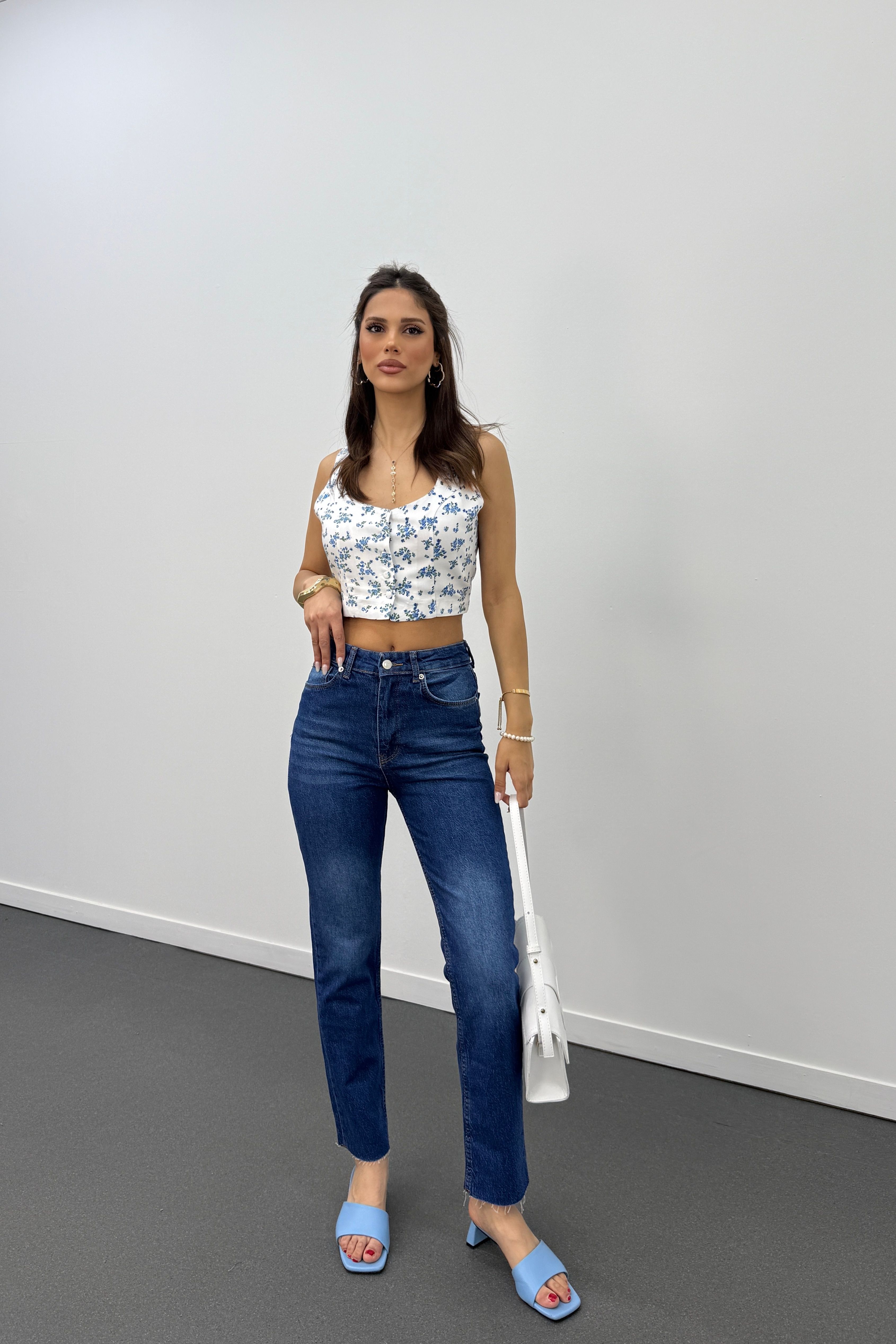 Jean slim cu talie înaltă Juliet Denim Color