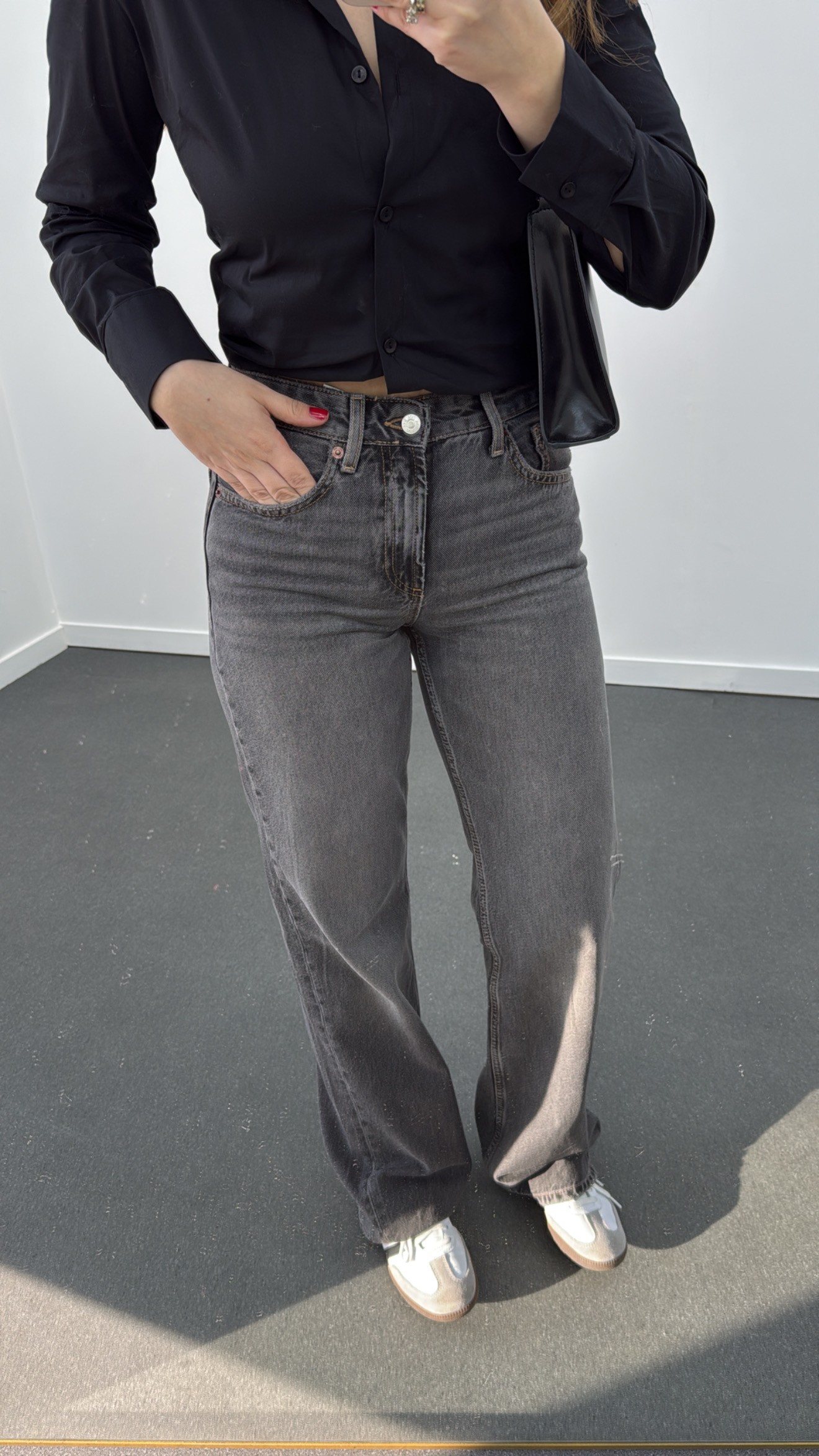 Chicago Gri Yıkamalı Wide Leg Jeans