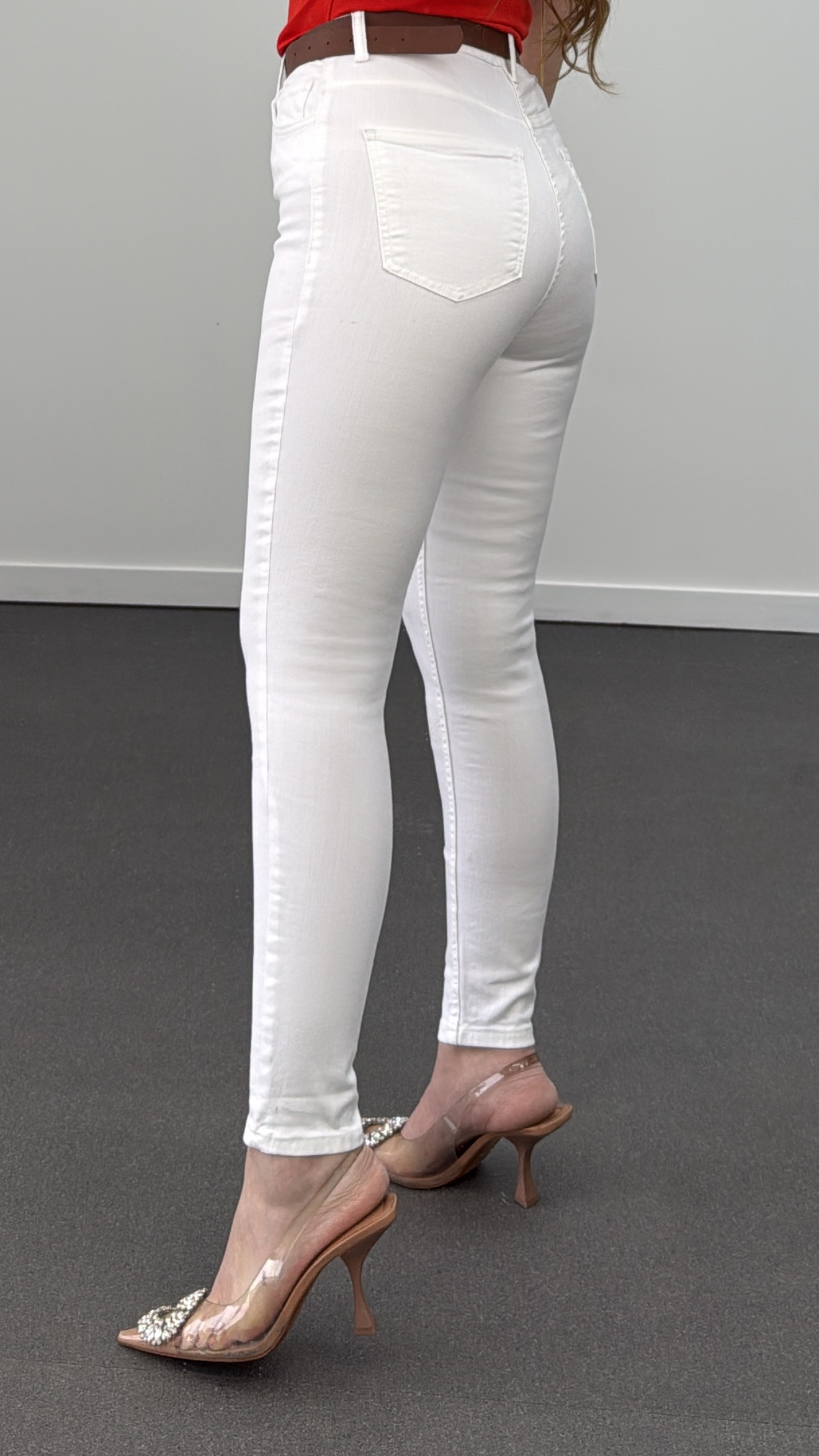 Zr Beyaz Süper Likralı Toparlayıcı Skinny Jeans 