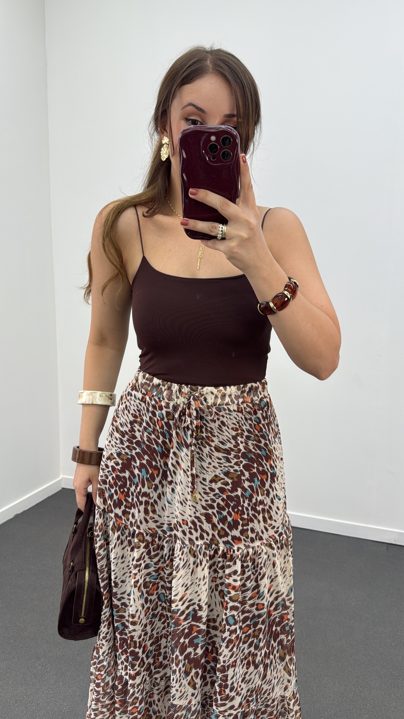 Shirin Kahverengi Askılı Crop