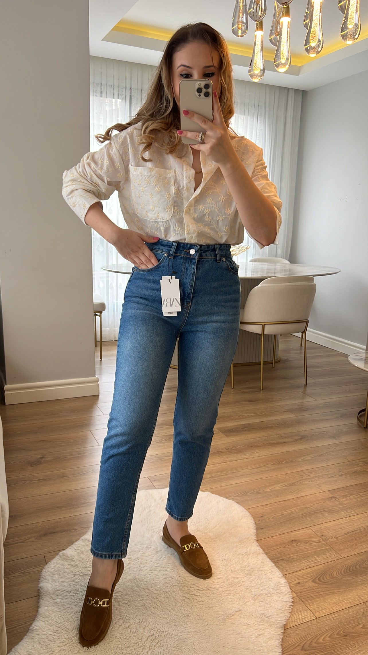 Charles Koyu Kot Renk Slim Mom Jeans