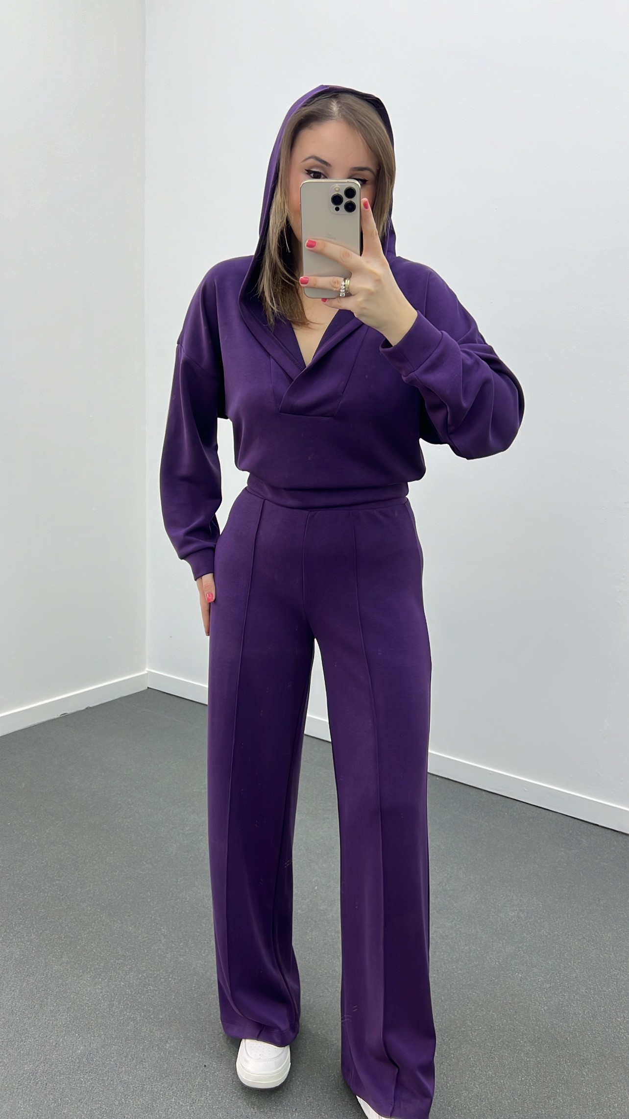 Set pantaloni și pantaloni cu glugă Oys violet pastel