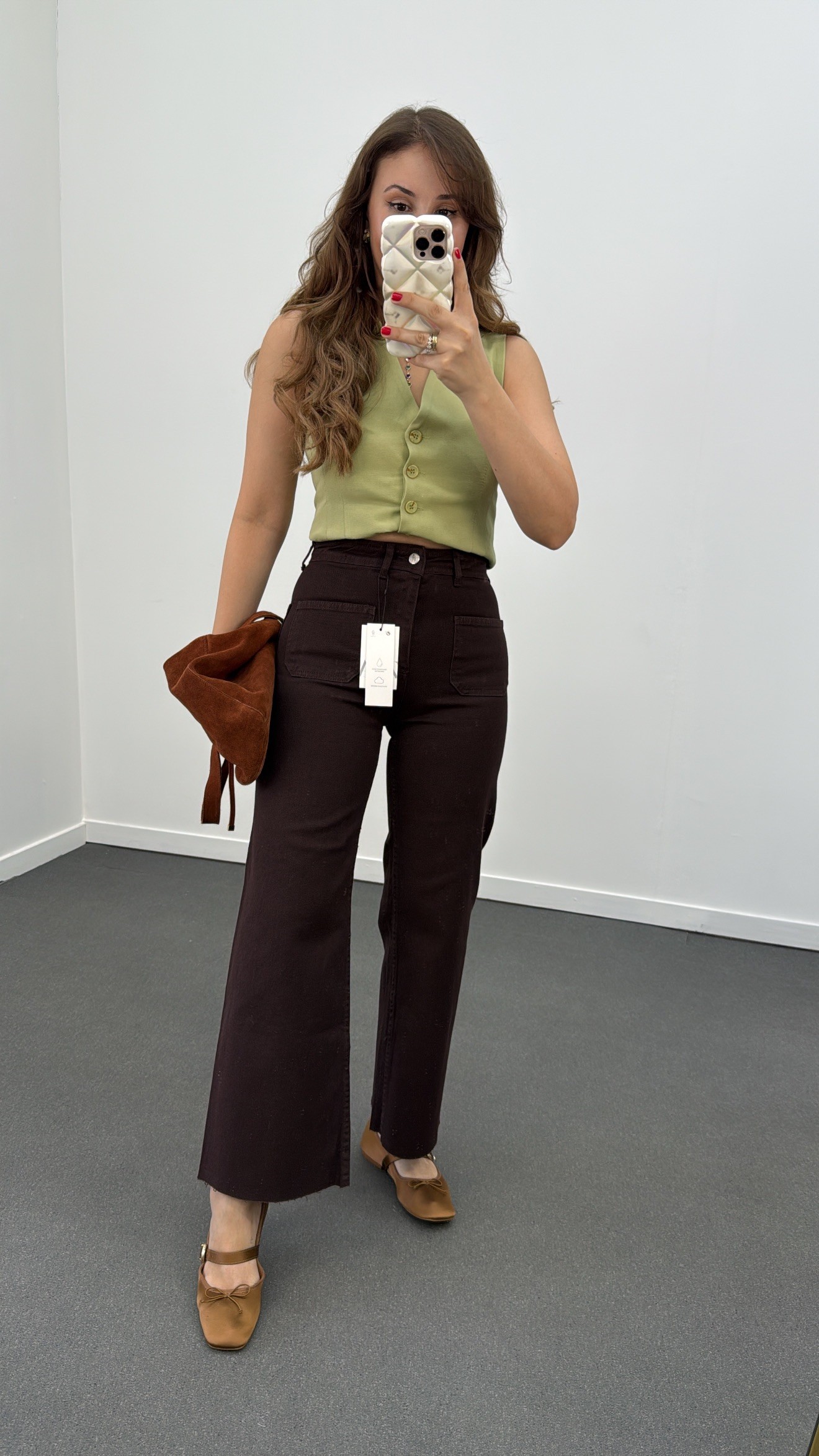 Milano Acı Kahve Cepli Yarım Flare Jeans