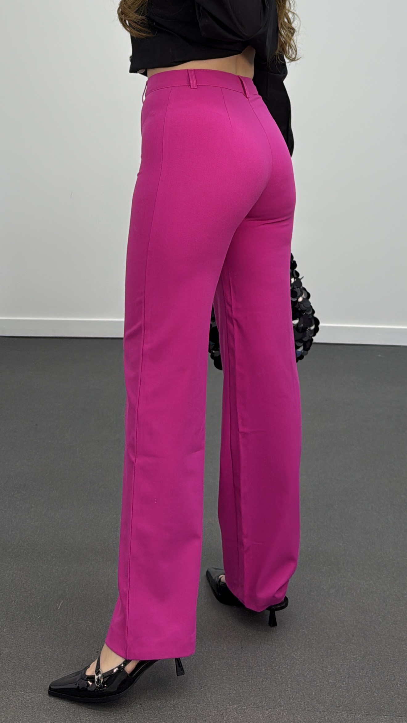 Pantaloni Palazzo cu cusaturi roz Meg