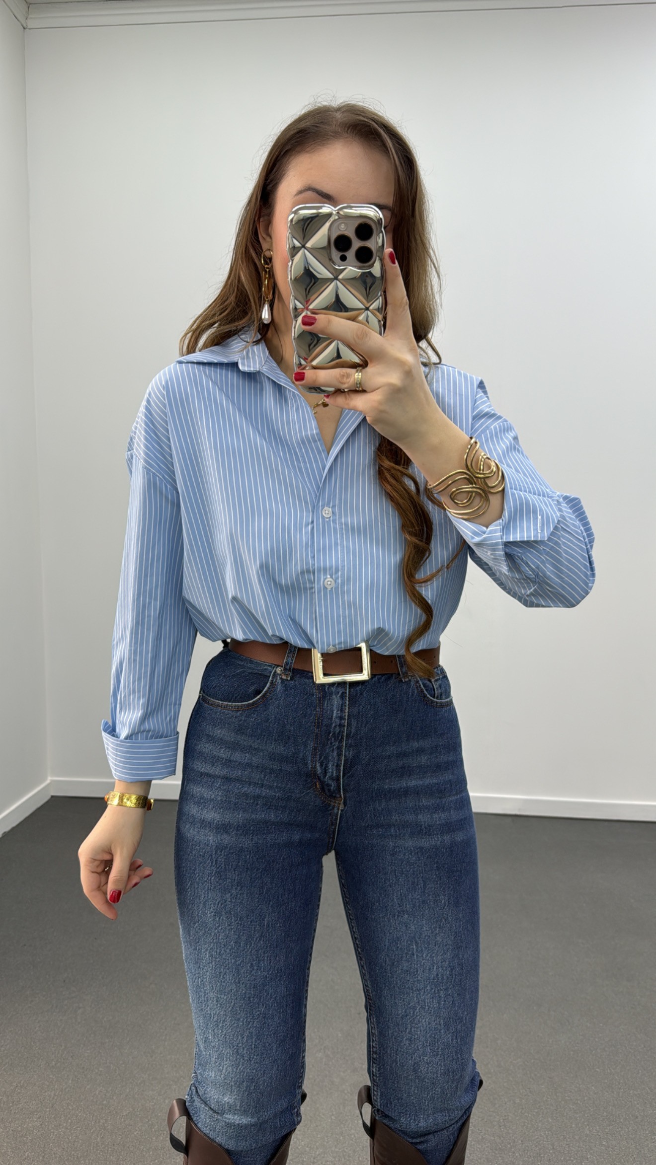 Cămașă cu dungi Linda Baby Blue
