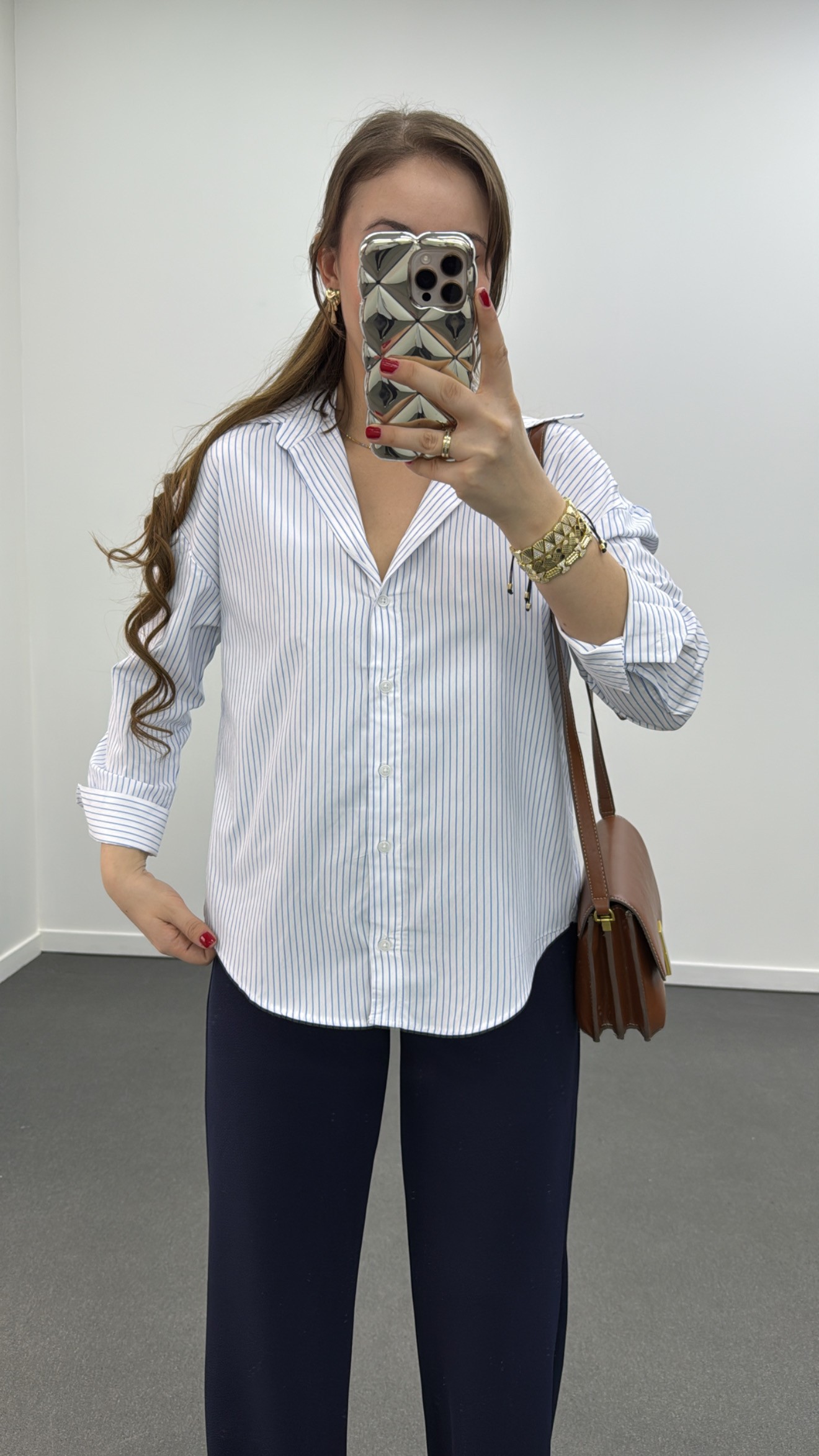 Linda Açık Mavi Çizgili Gömlek