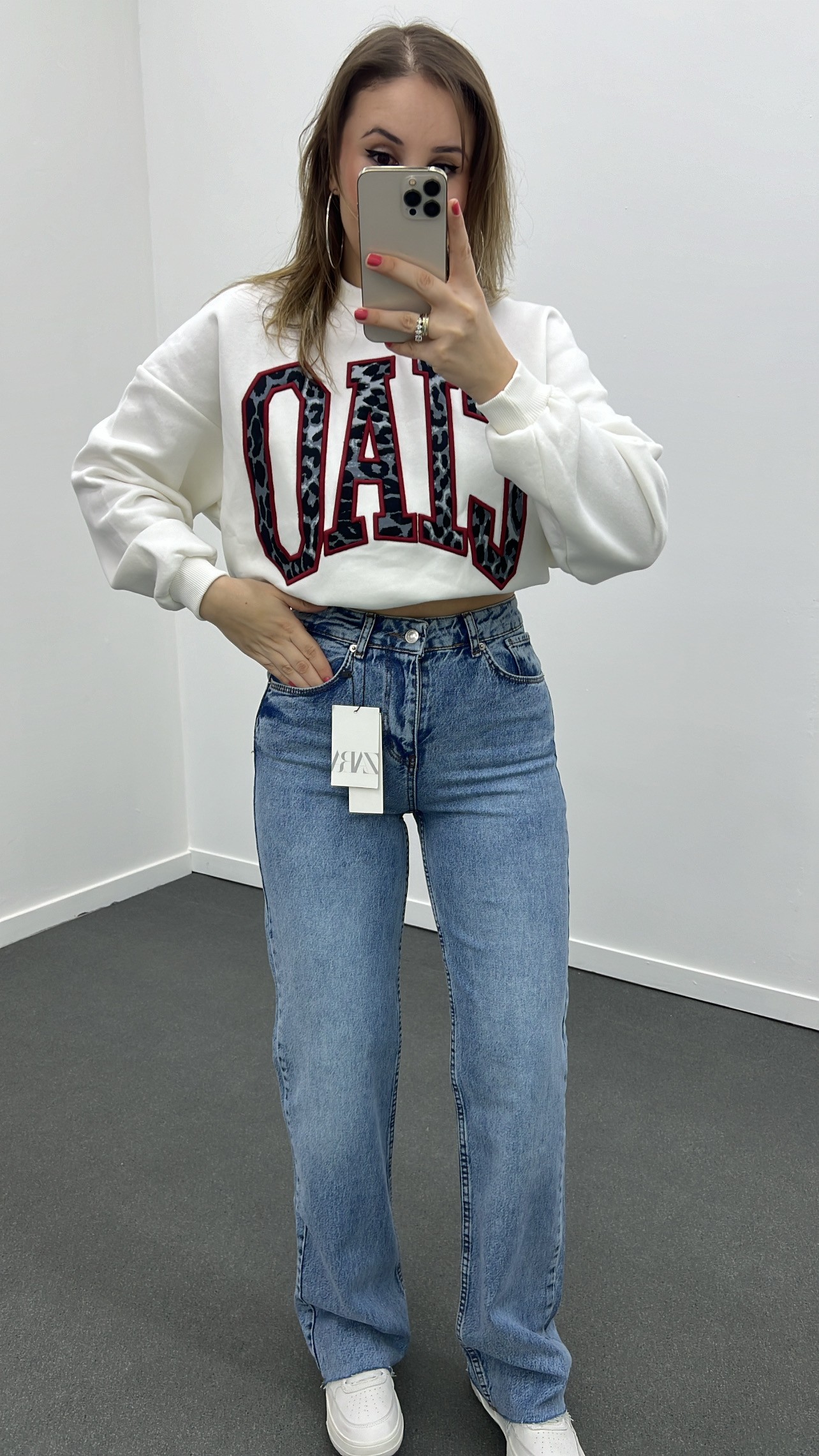 Roma Orta Kot Yıkamalı Wide Leg Jeans