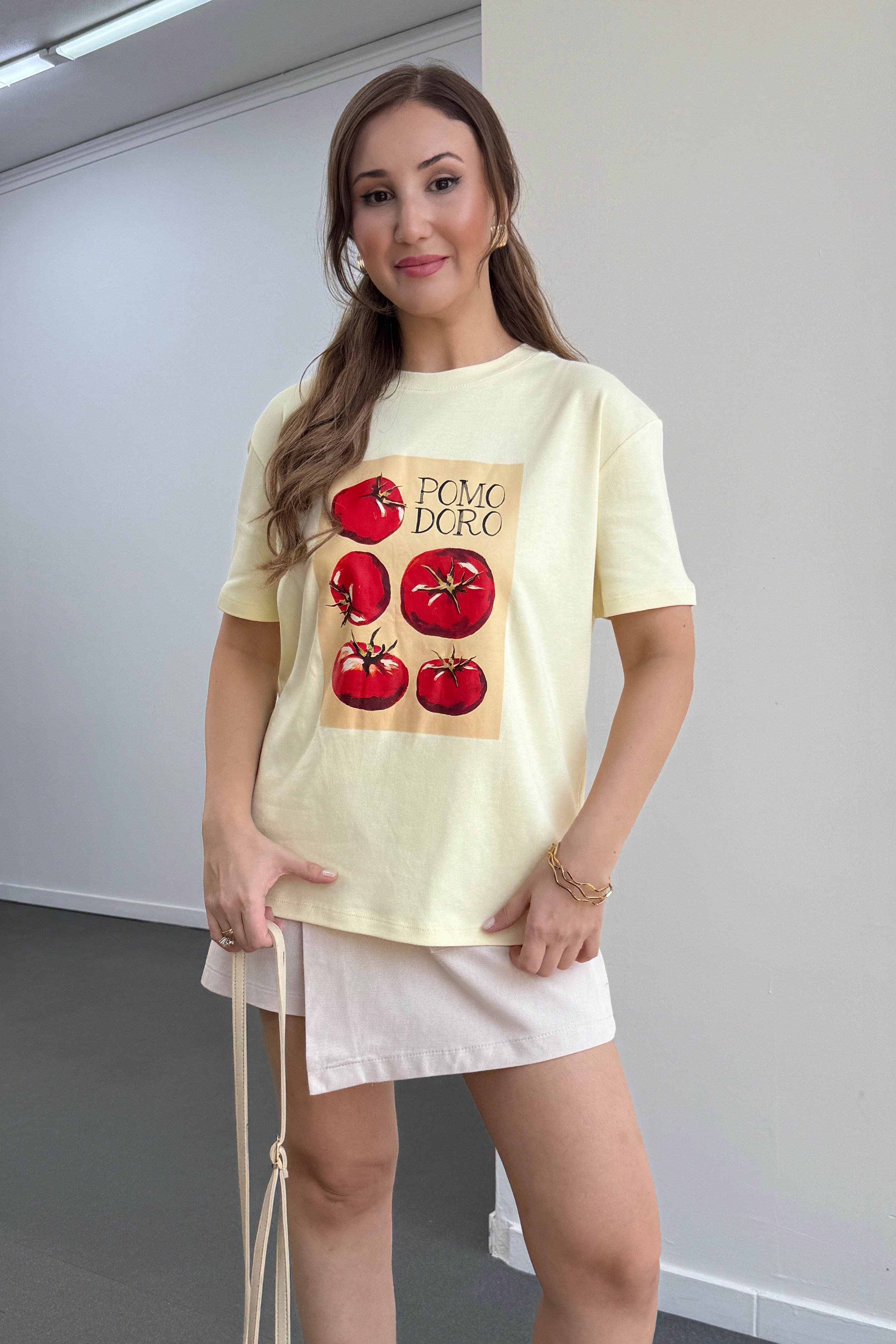Pomodoro Baskılı %100 Pamuk Tshirt