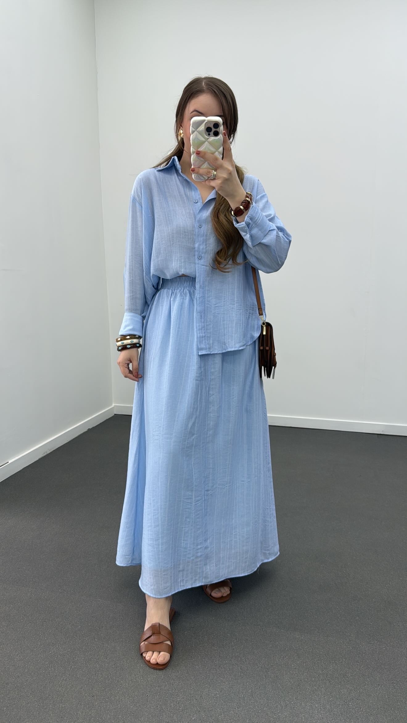 Fusta Maxi Hestia Blue Tencel