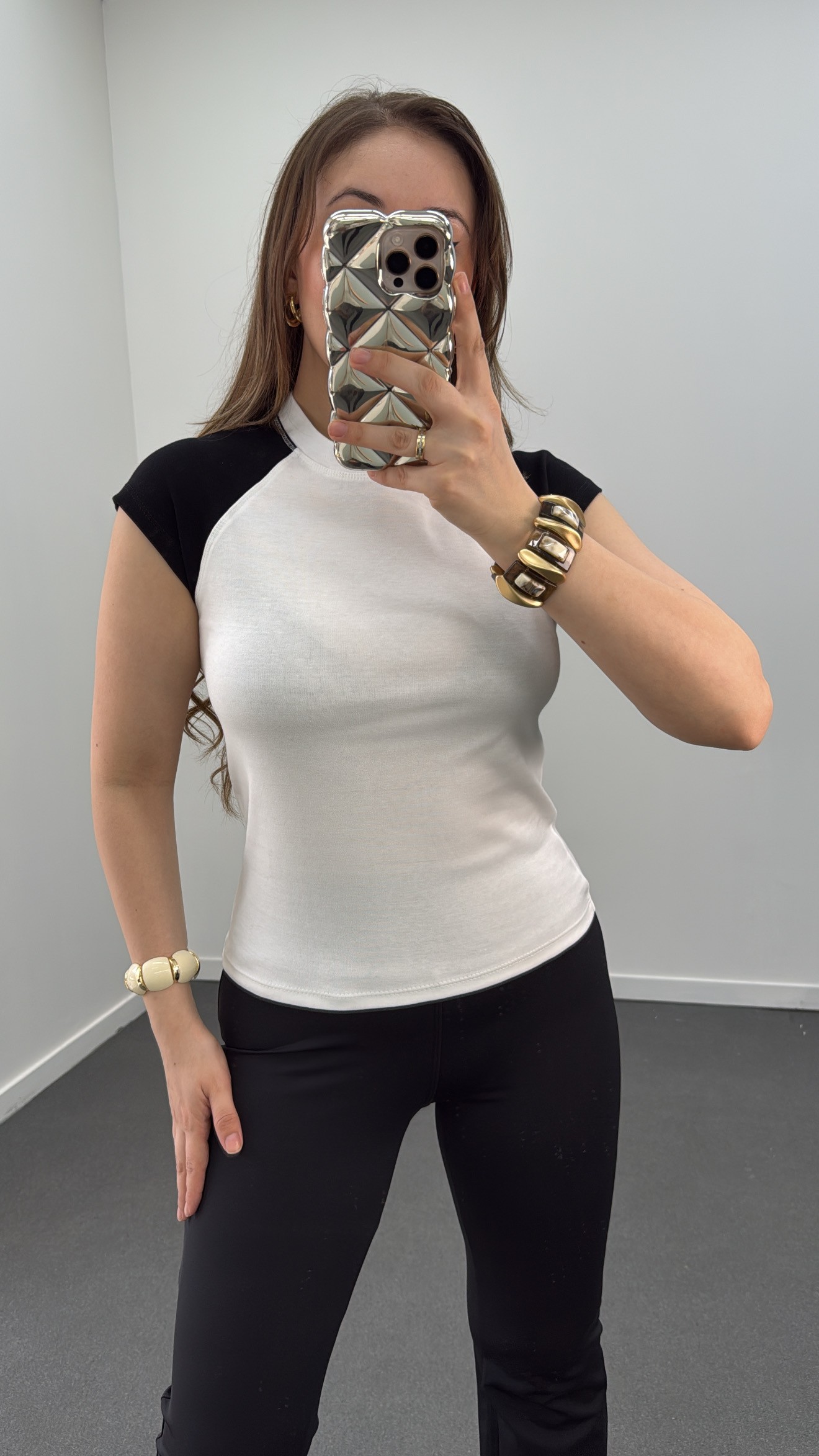Tricou MS alb cu mâneci raglan, 100% bumbac