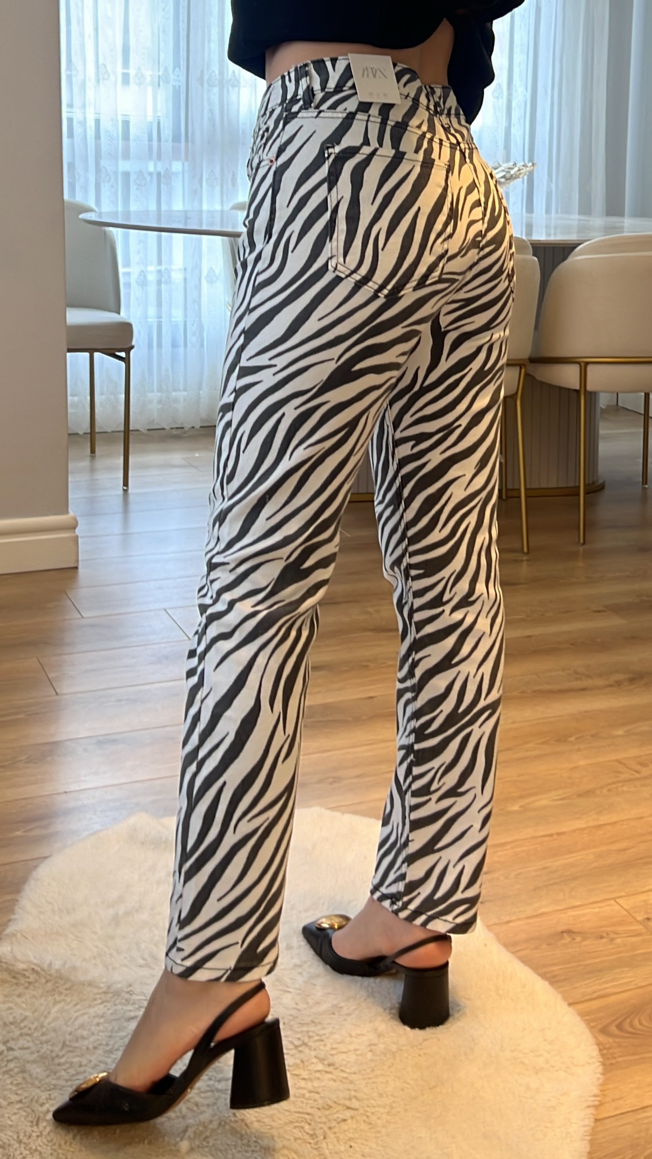 ZR Zebra Desenli Straight Jeans