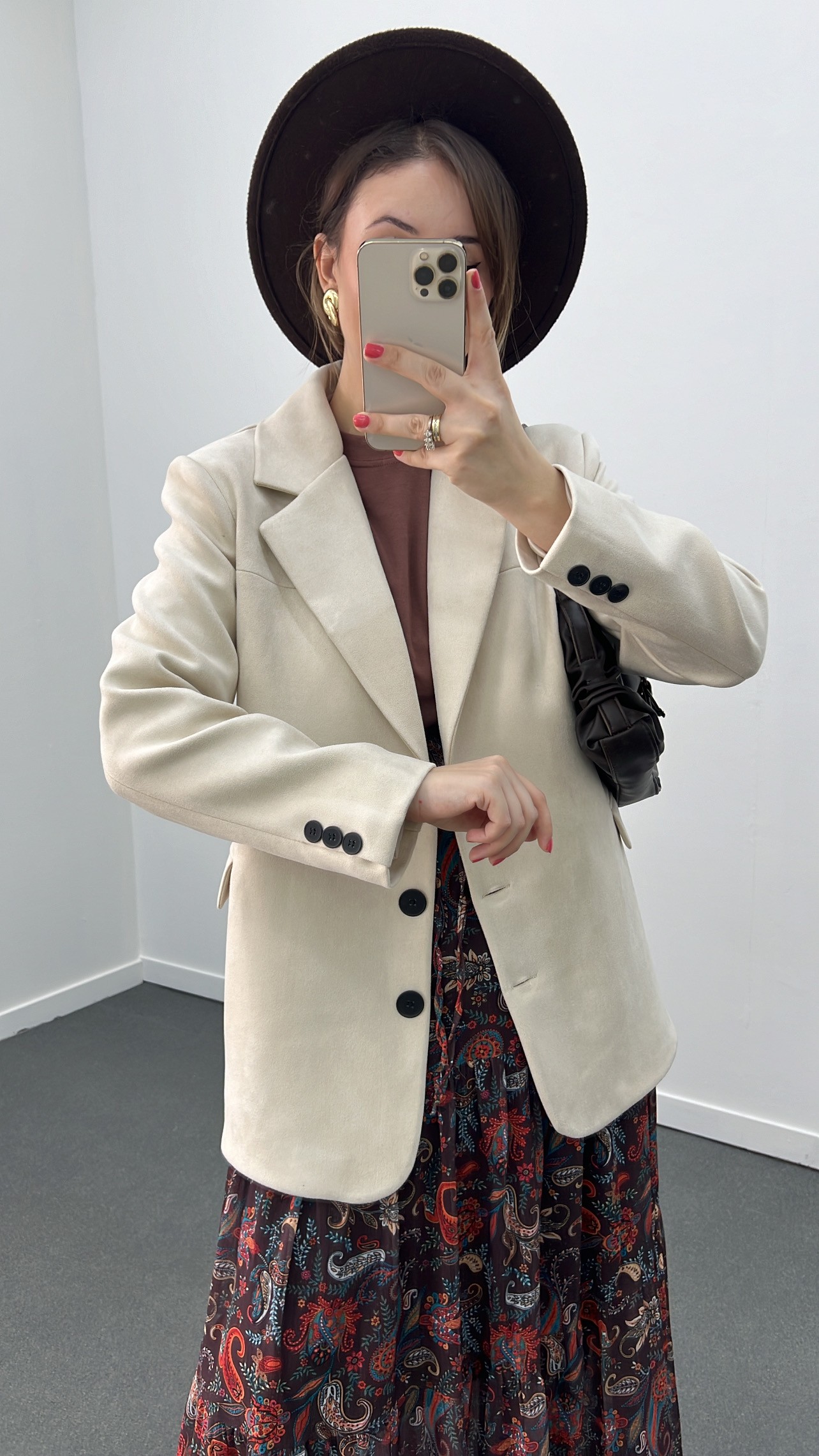 Massi Krem Premium Süet Blazer Ceket