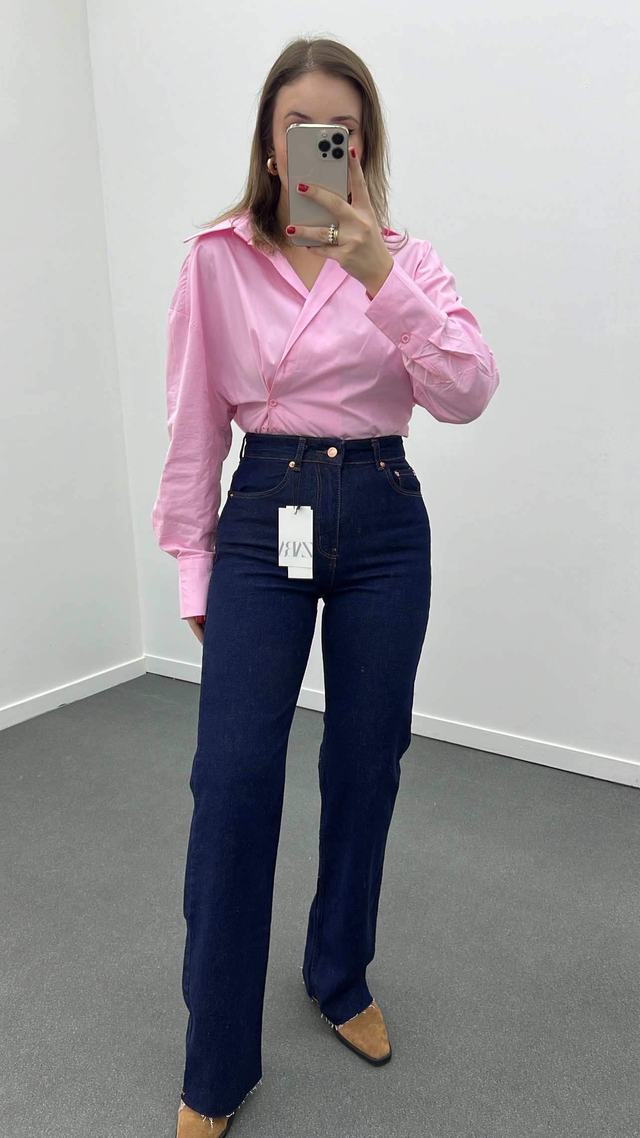 Roma Lacivert Yıkamalı Wide Leg Jeans