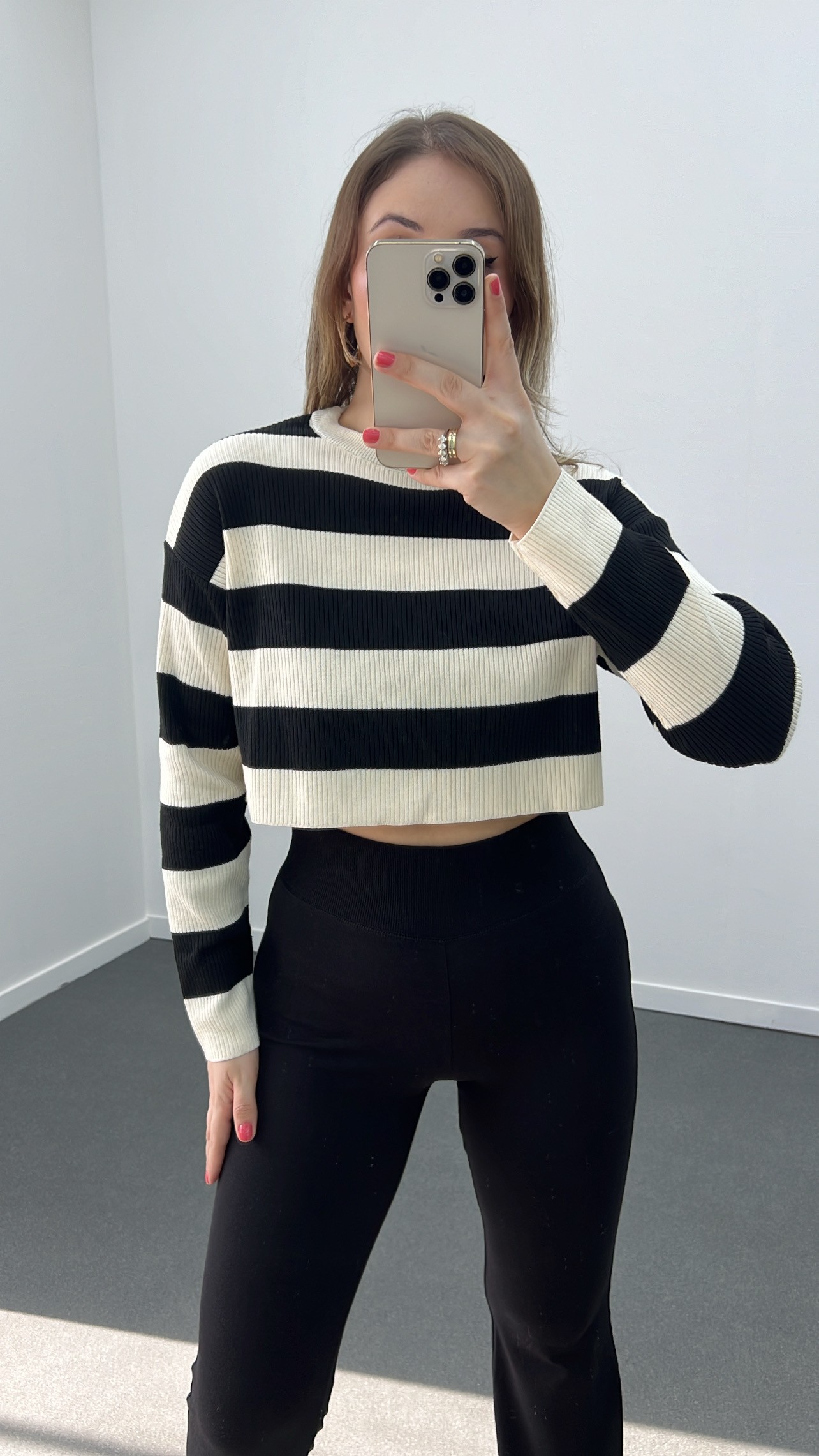Tricotaje cu dungi Max Black Ecru