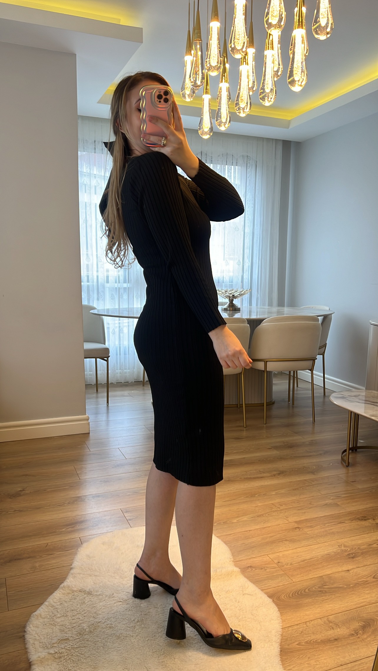 Siyah Basic Triko Elbise