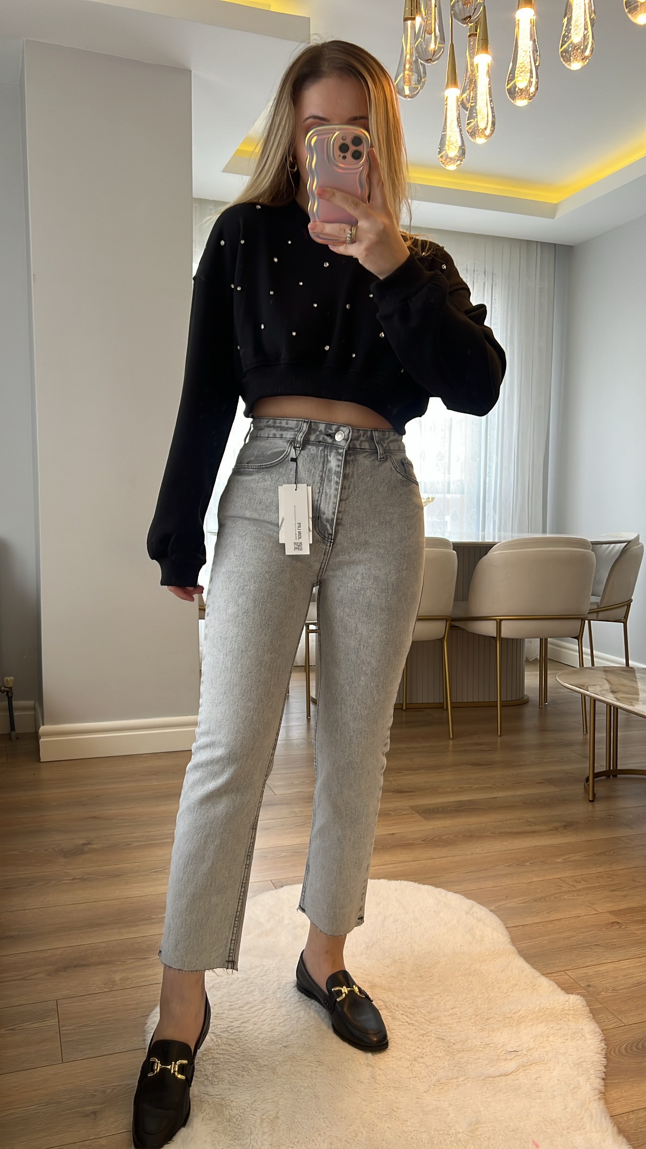 Juliet Açık Gri Yüksek Bel Slim Fit Jeans