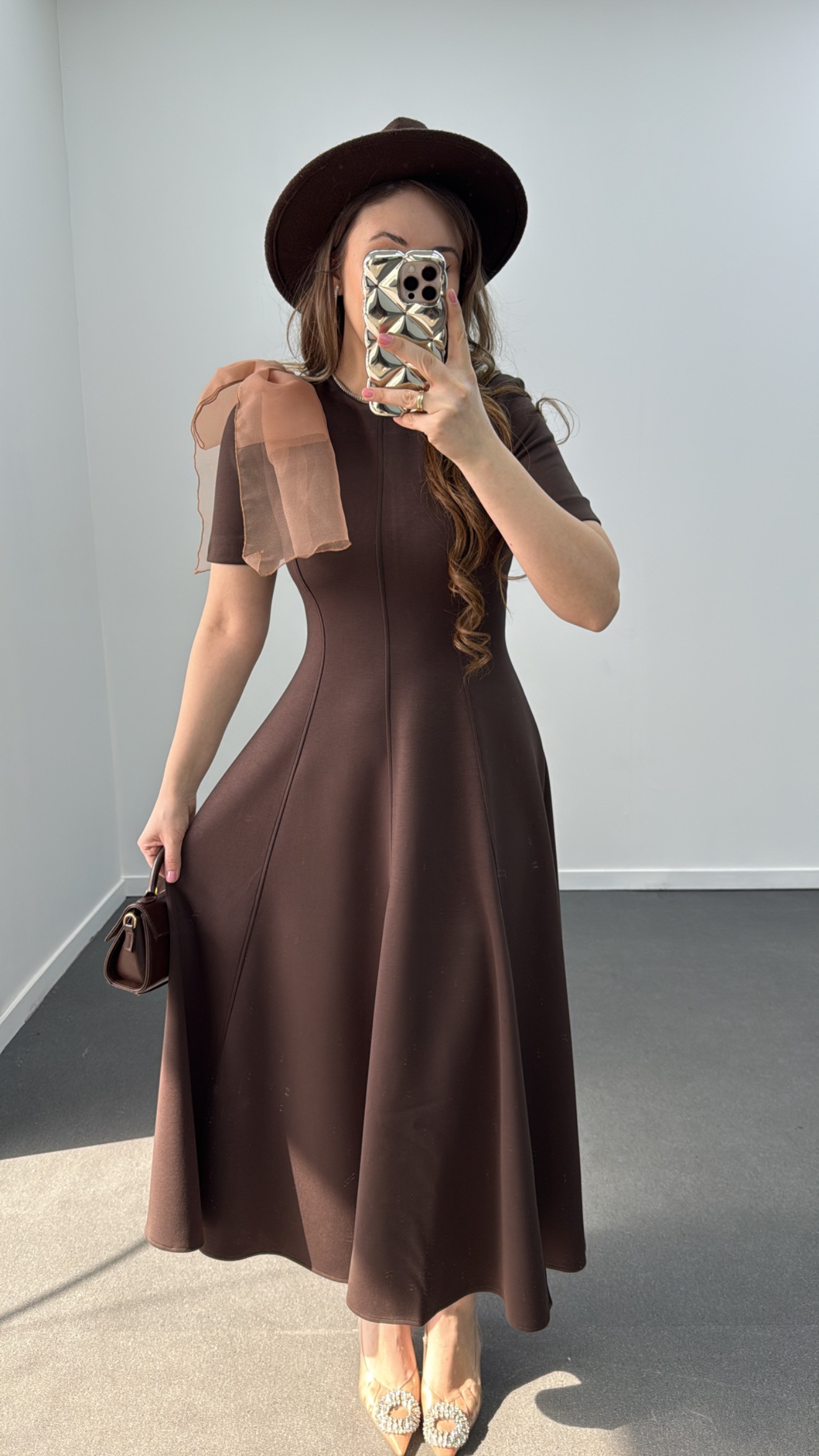 Princess Kahve Fiyonklu Premium Elbise