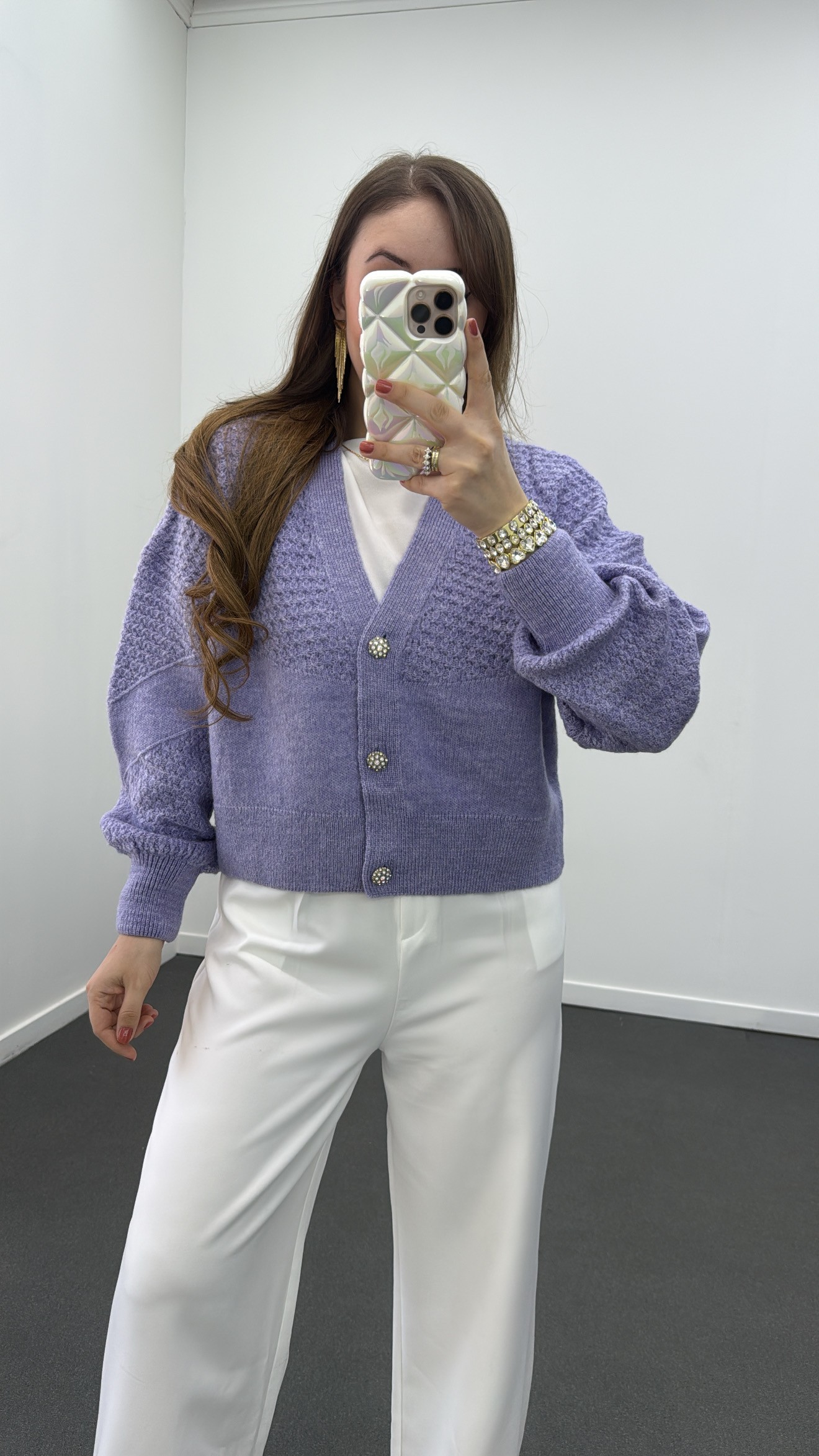 Cardigan accesoriu Laila Purple Stone