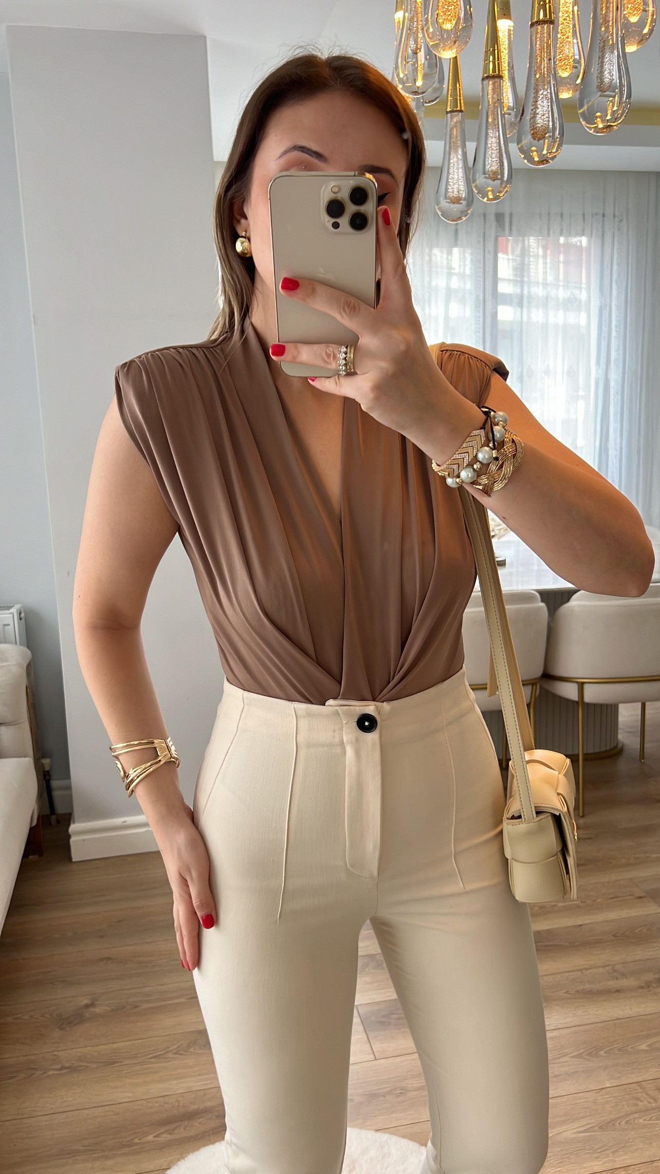 Kahve Vatkalı Sandy Bodysuit