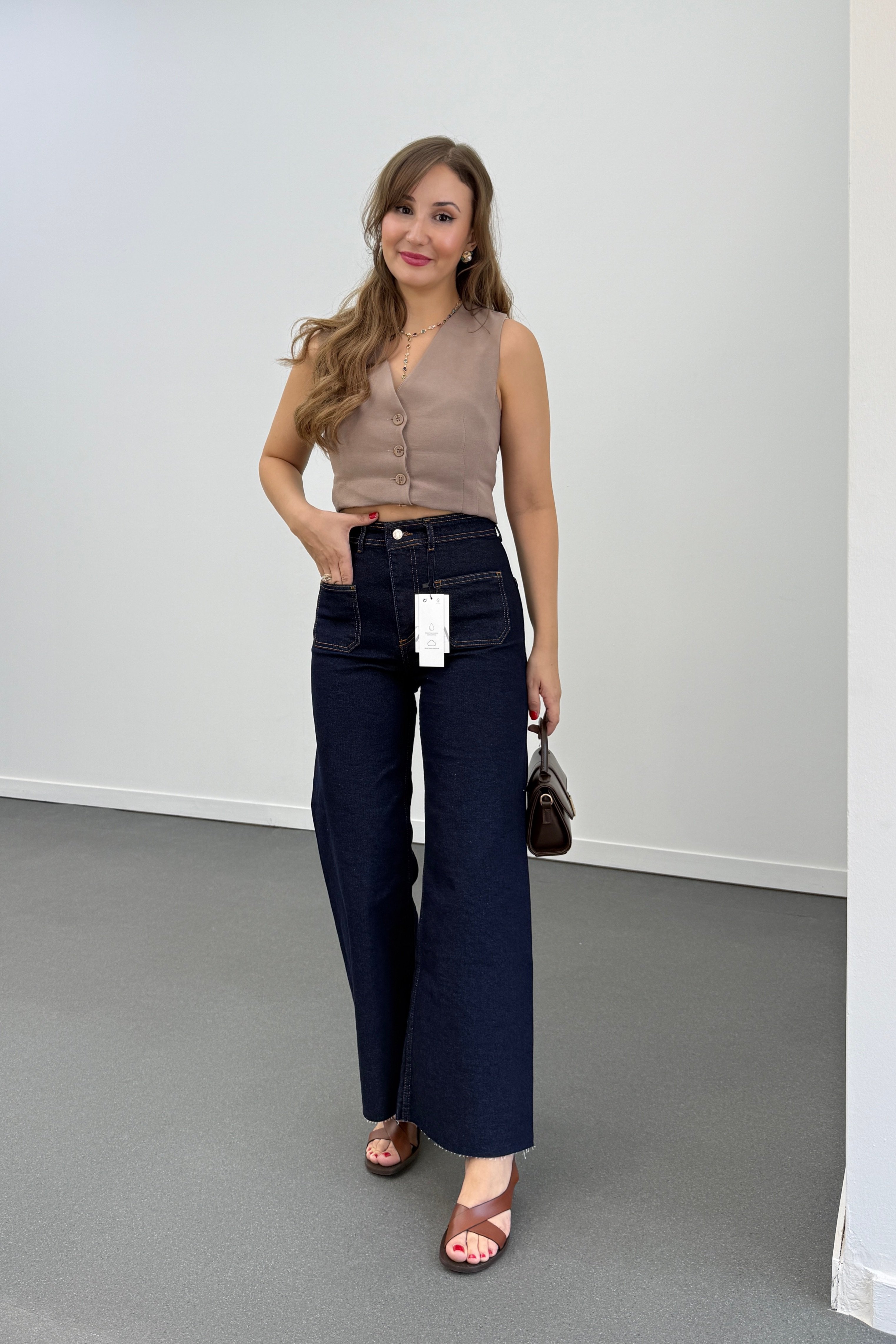 Milano Lacivert Cepli Yarım Flare Jeans