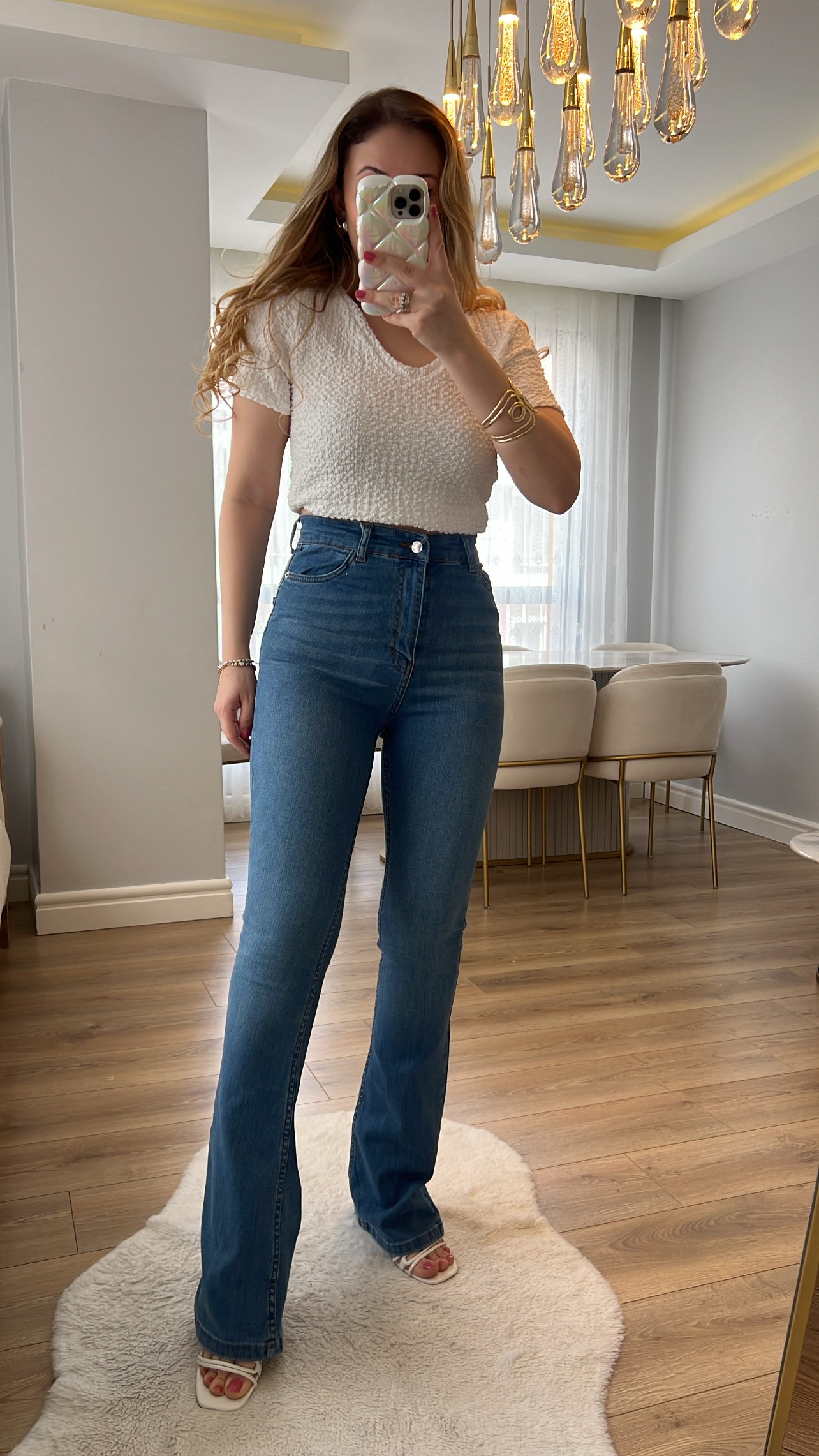 ZR Açık Kot Extra Yüksek Bel Full Likralı Flare Jeans