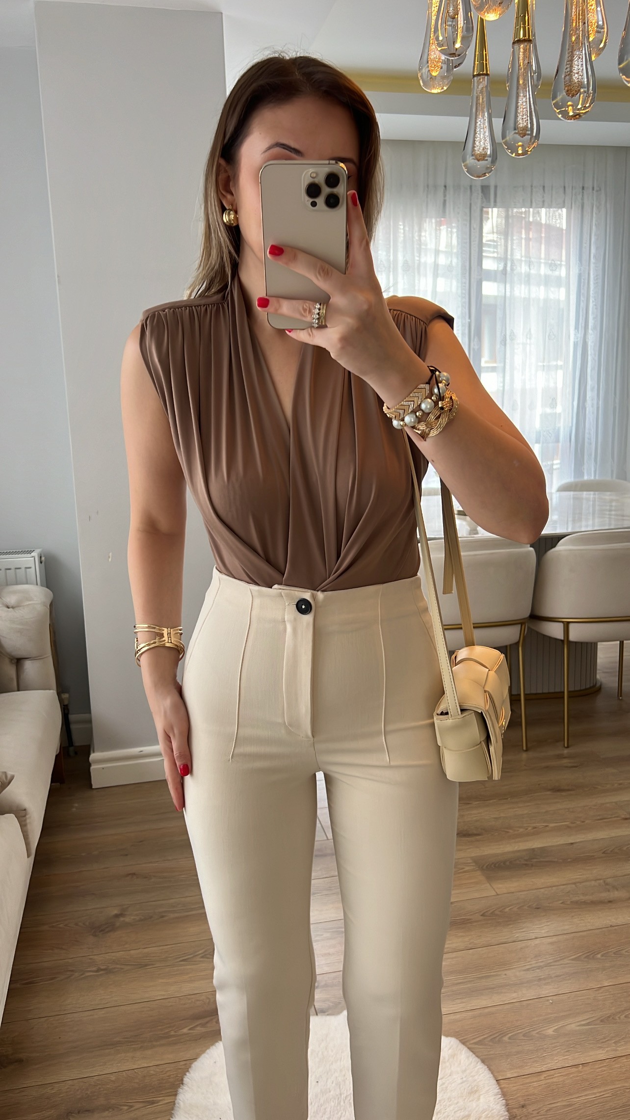 Kahve Vatkalı Sandy Bodysuit