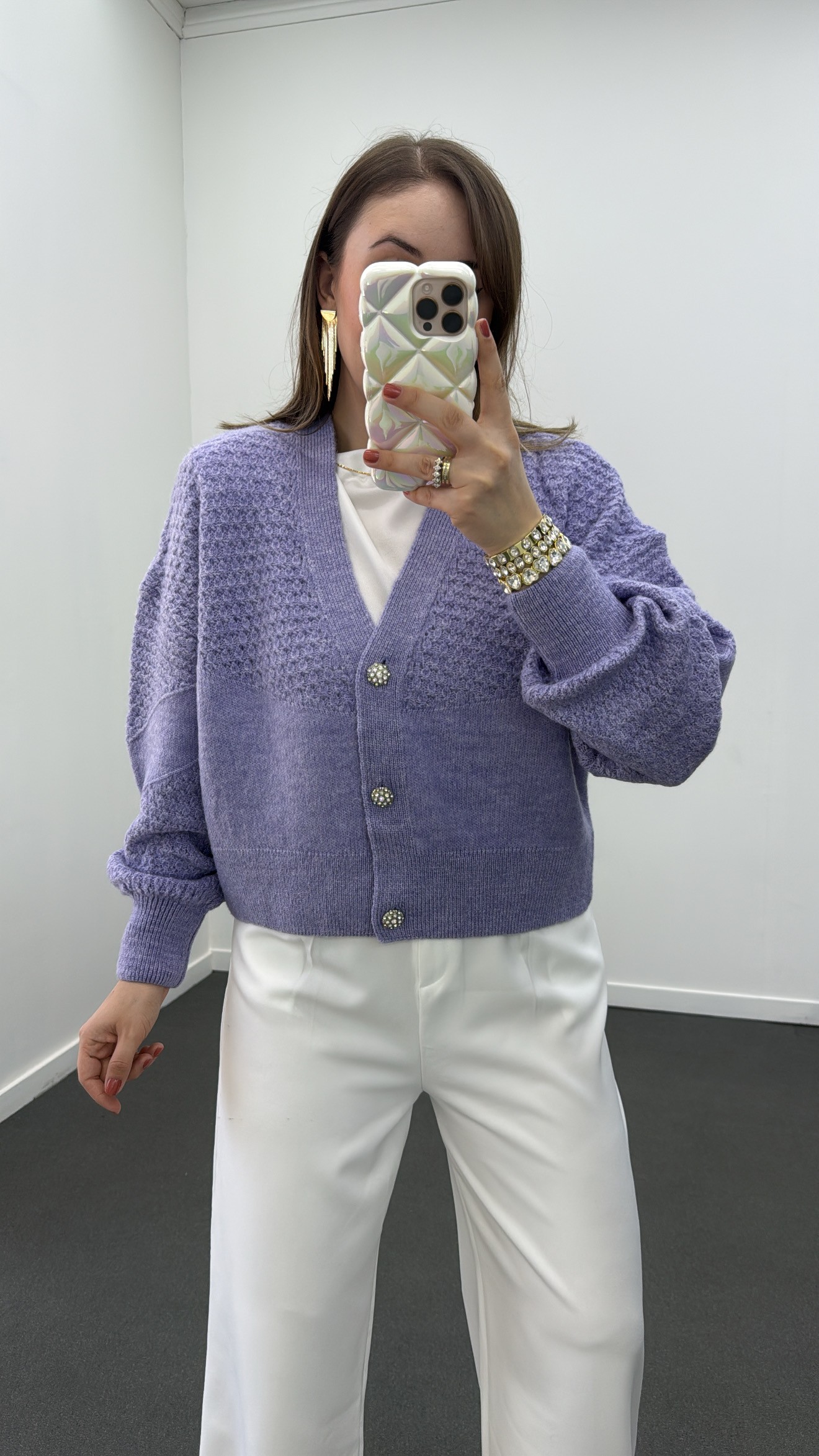 Cardigan accesoriu Laila Purple Stone