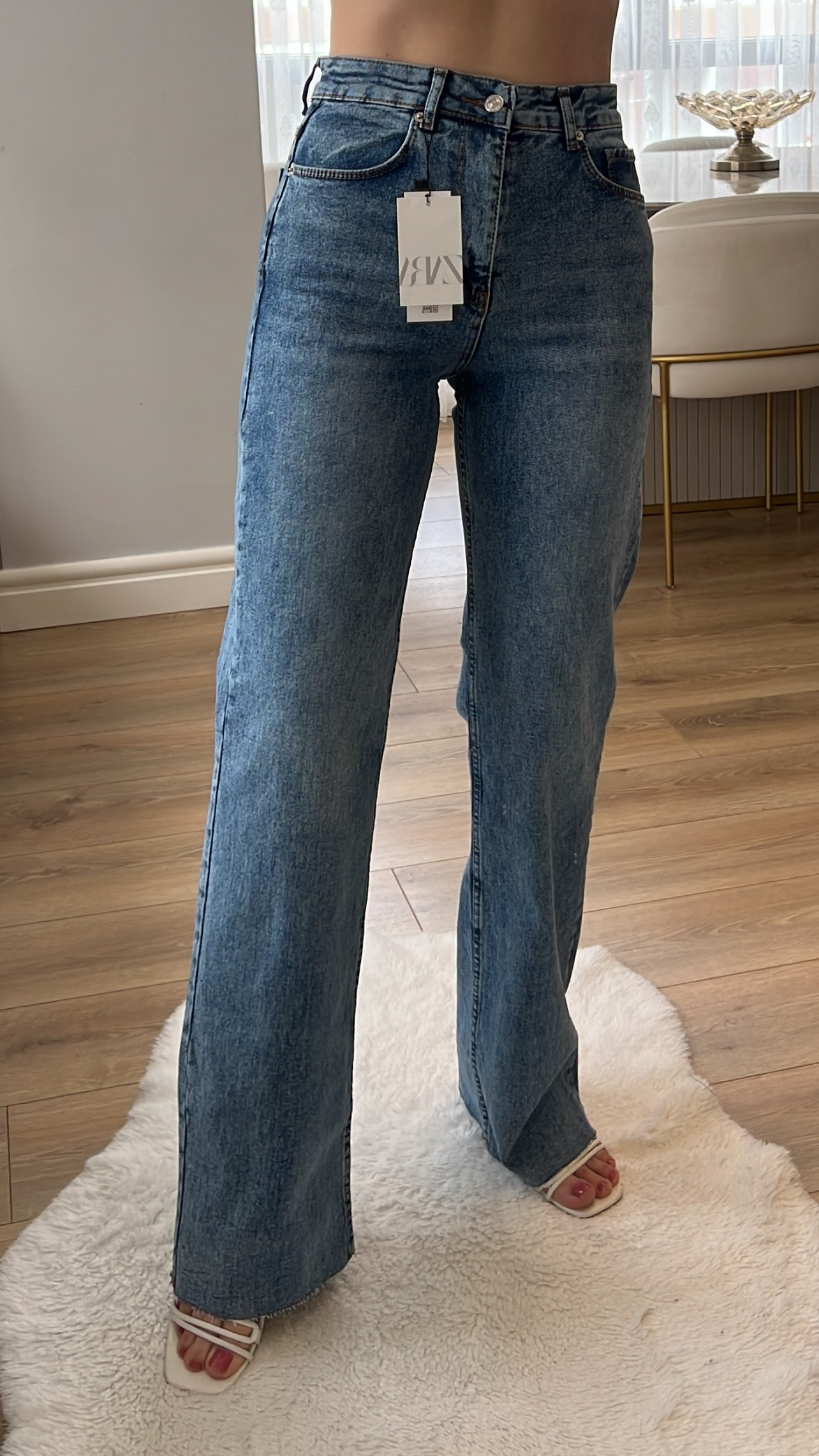 Roma Kot Yıkamalı Likralı Wide Leg Jeans