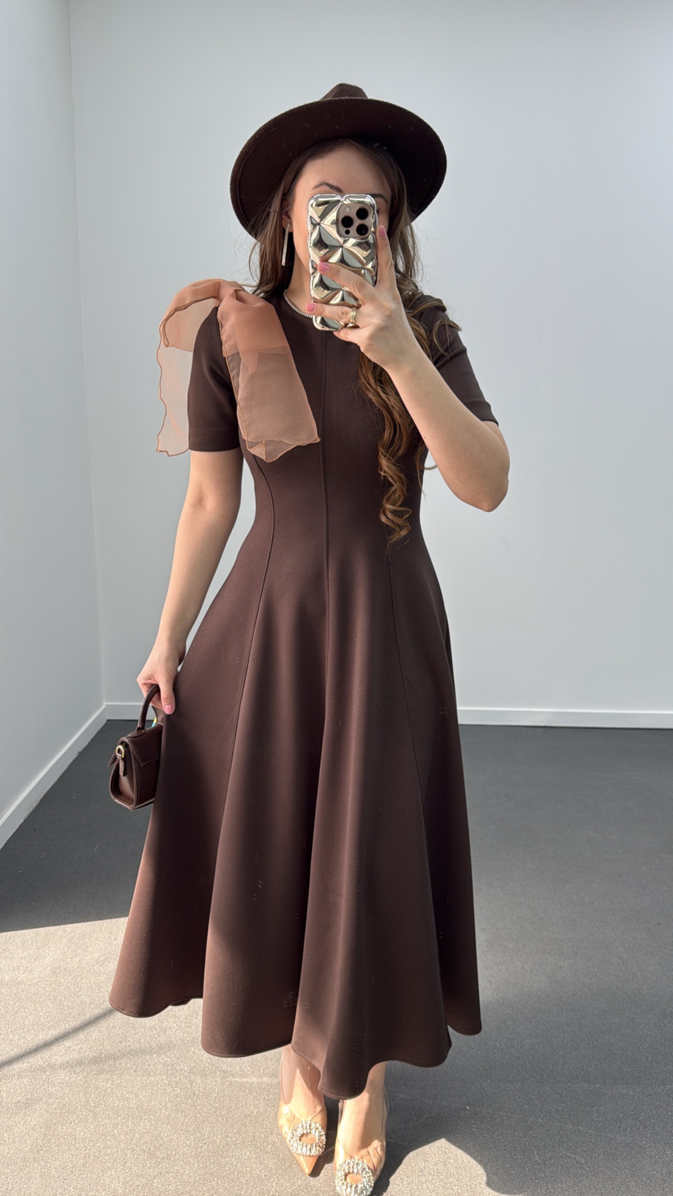 Princess Kahve Fiyonklu Premium Elbise