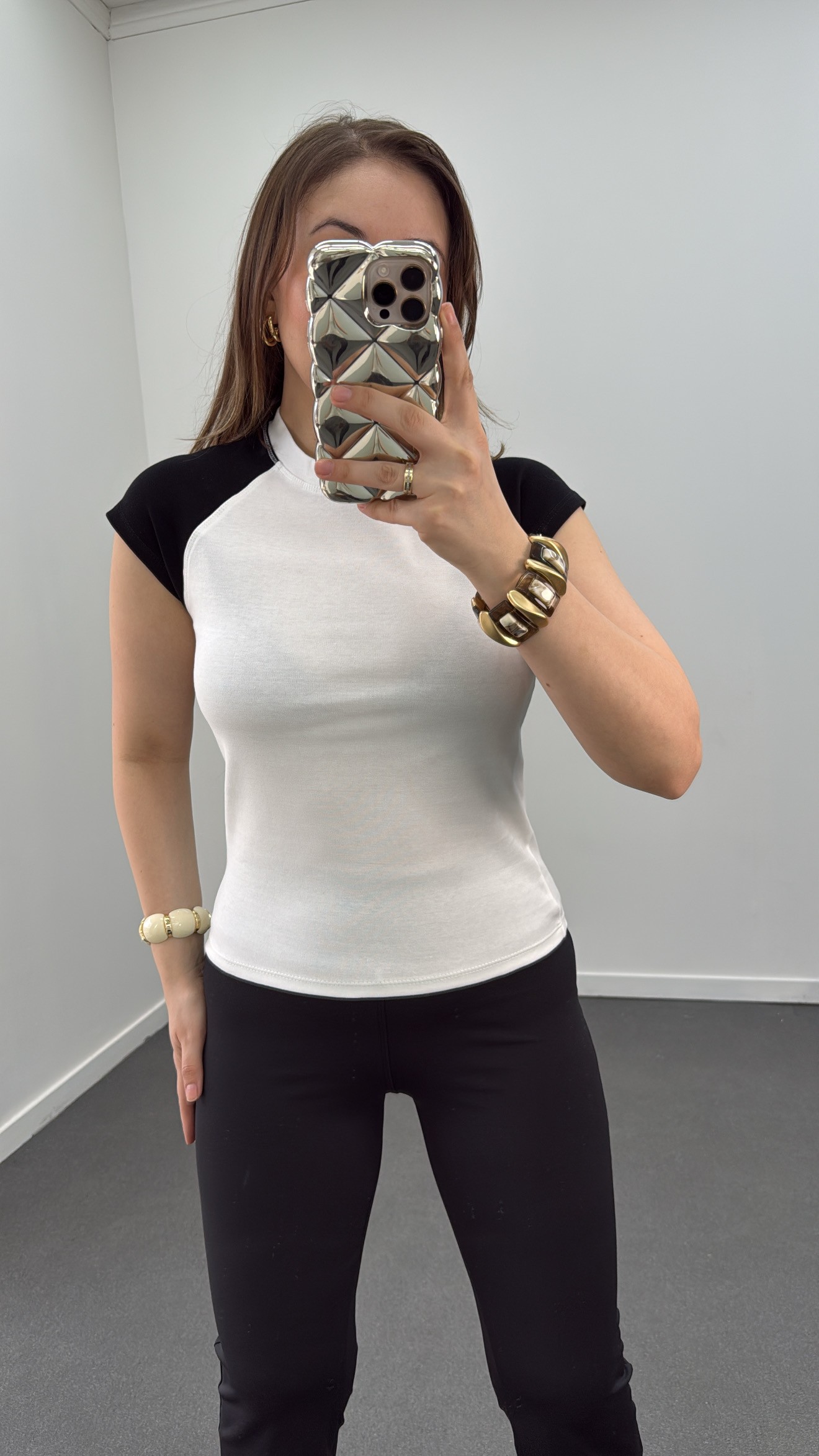 Tricou MS alb cu mâneci raglan, 100% bumbac
