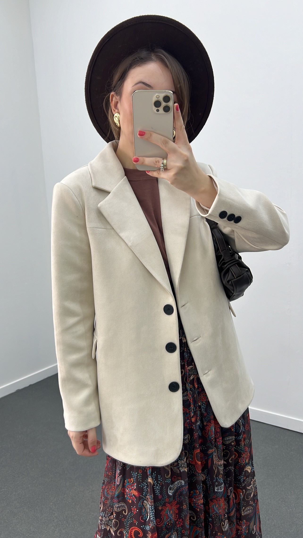 Massi Krem Premium Süet Blazer Ceket