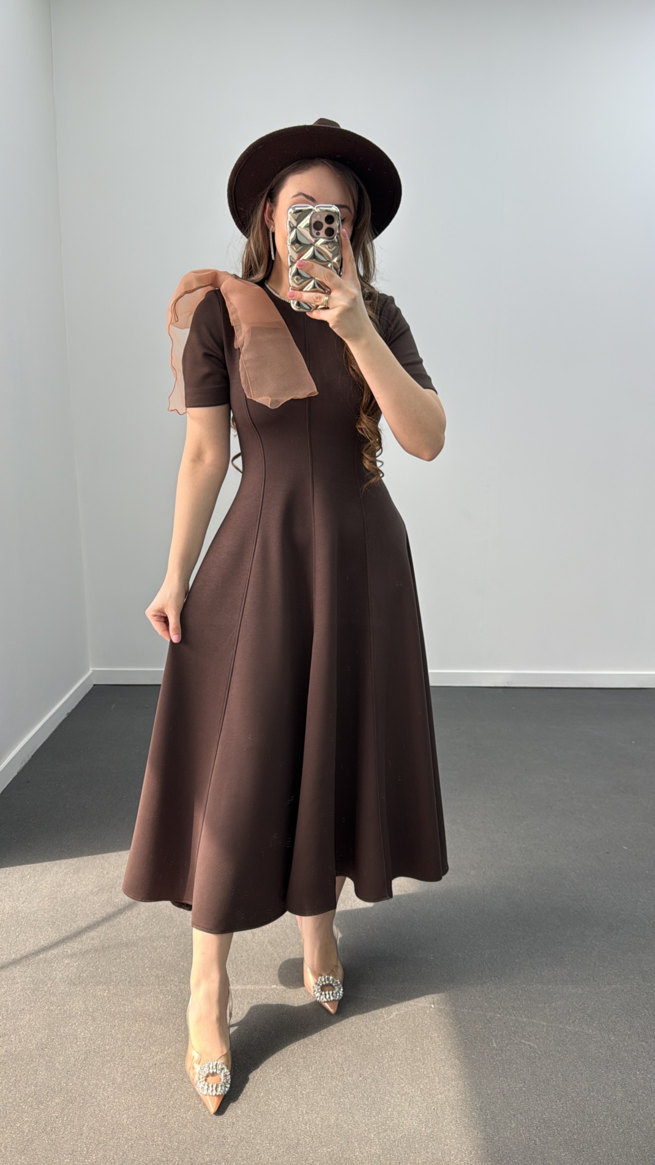 Princess Kahve Fiyonklu Premium Elbise