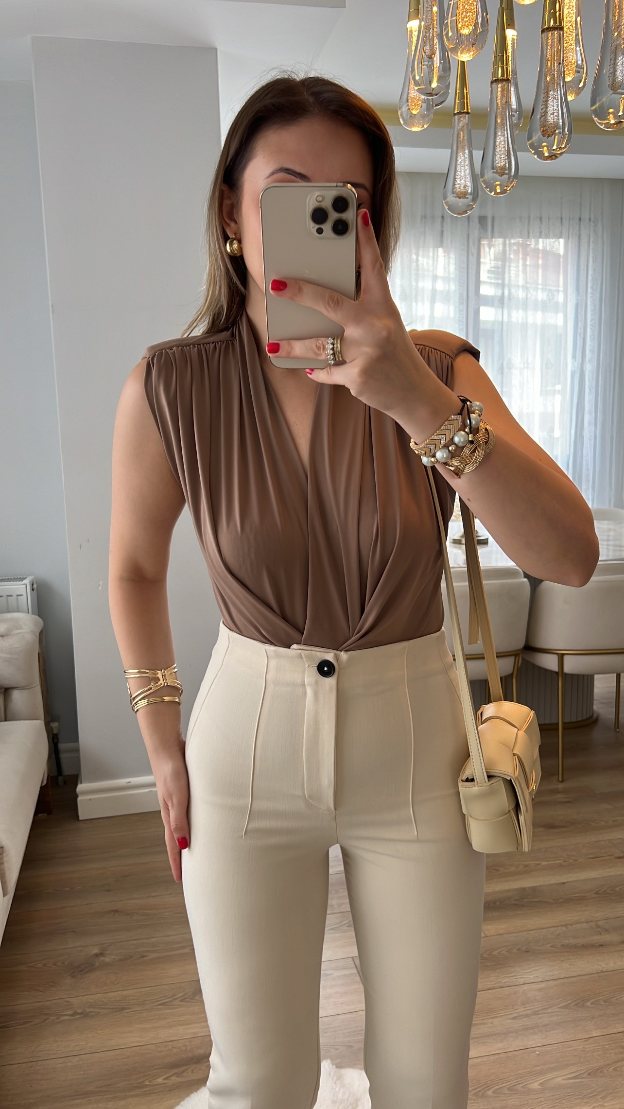 Kahve Vatkalı Sandy Bodysuit