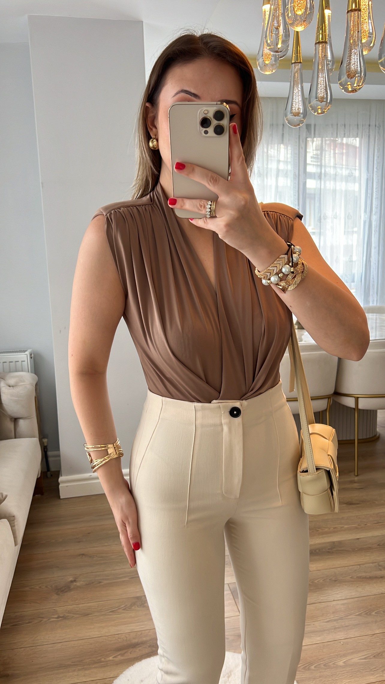 Kahve Vatkalı Sandy Bodysuit