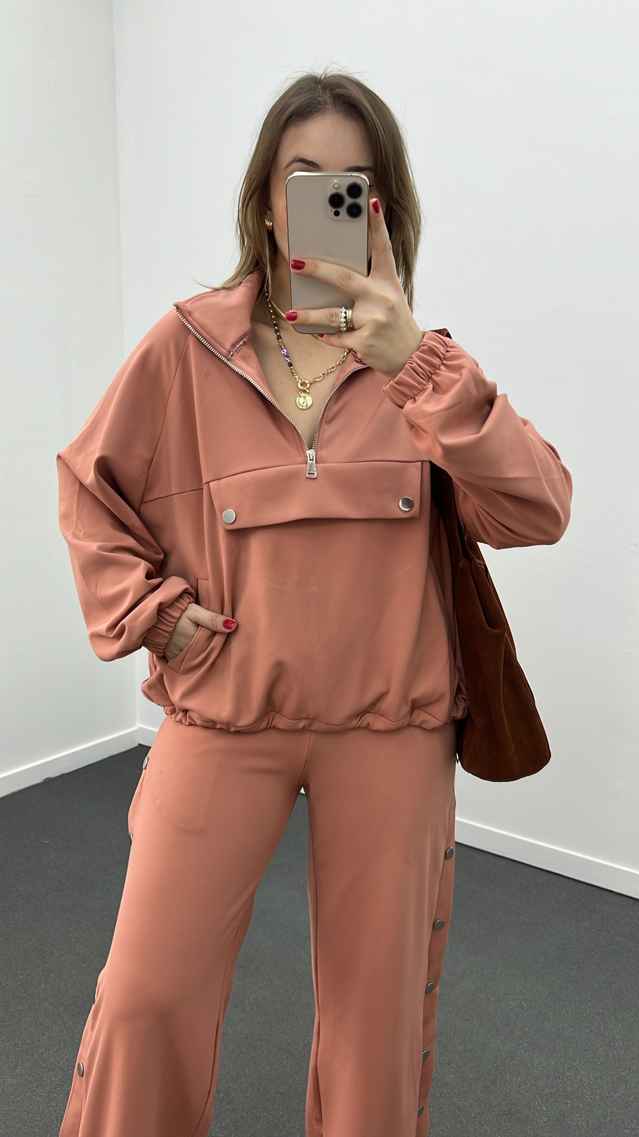 Set de pantaloni pentru hanorac Ambre Dusty Rose, super flexibil, din material moale